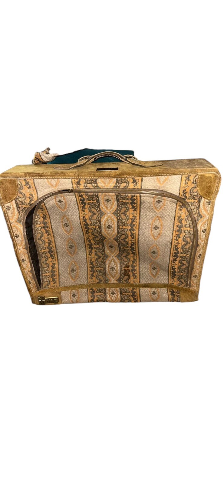 The French Company Vintage Luggage Six Piece Set Olive And Gold Tapestry
