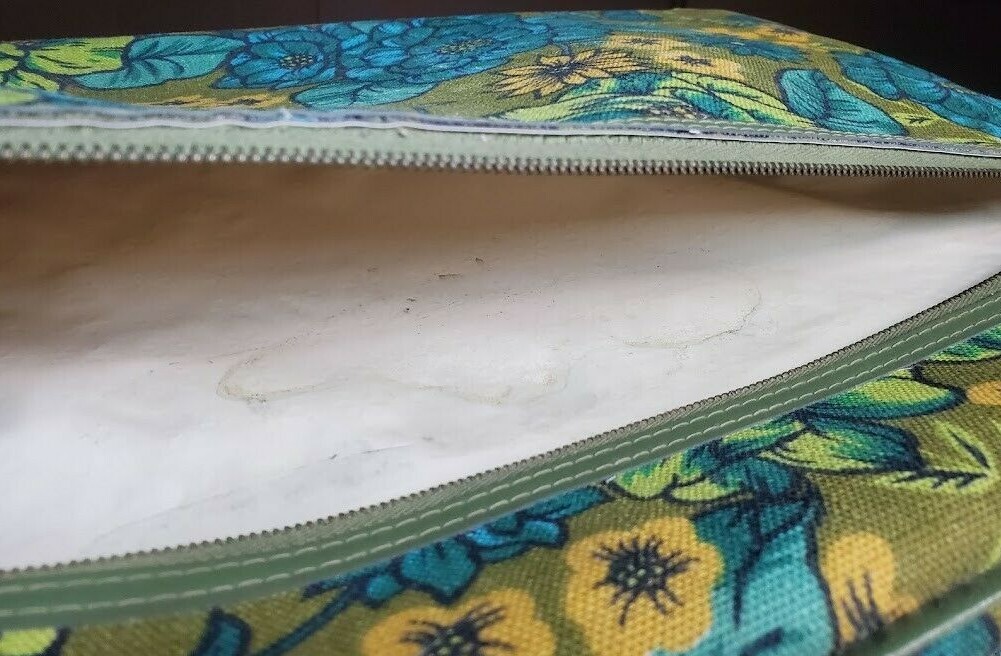 Vintage Bantam Travelware Floral Blue Yellow Mod Pattern Suitcase Luggage 60’s
