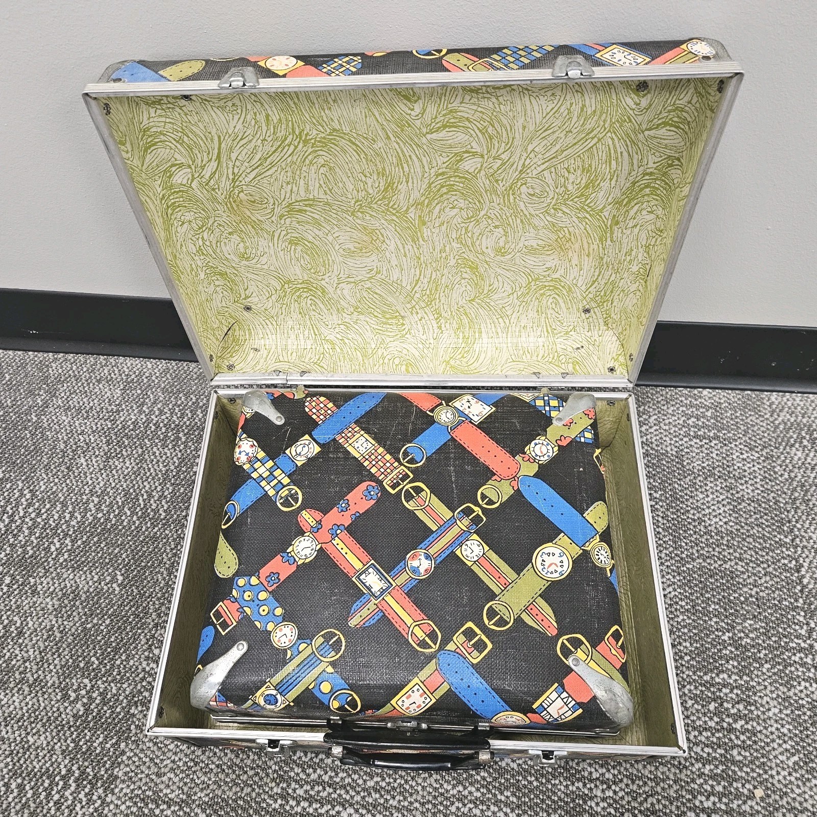 Vintage Colorful Lightweight “Wrist Watch” Design Suitcase Luggage Set Of 2