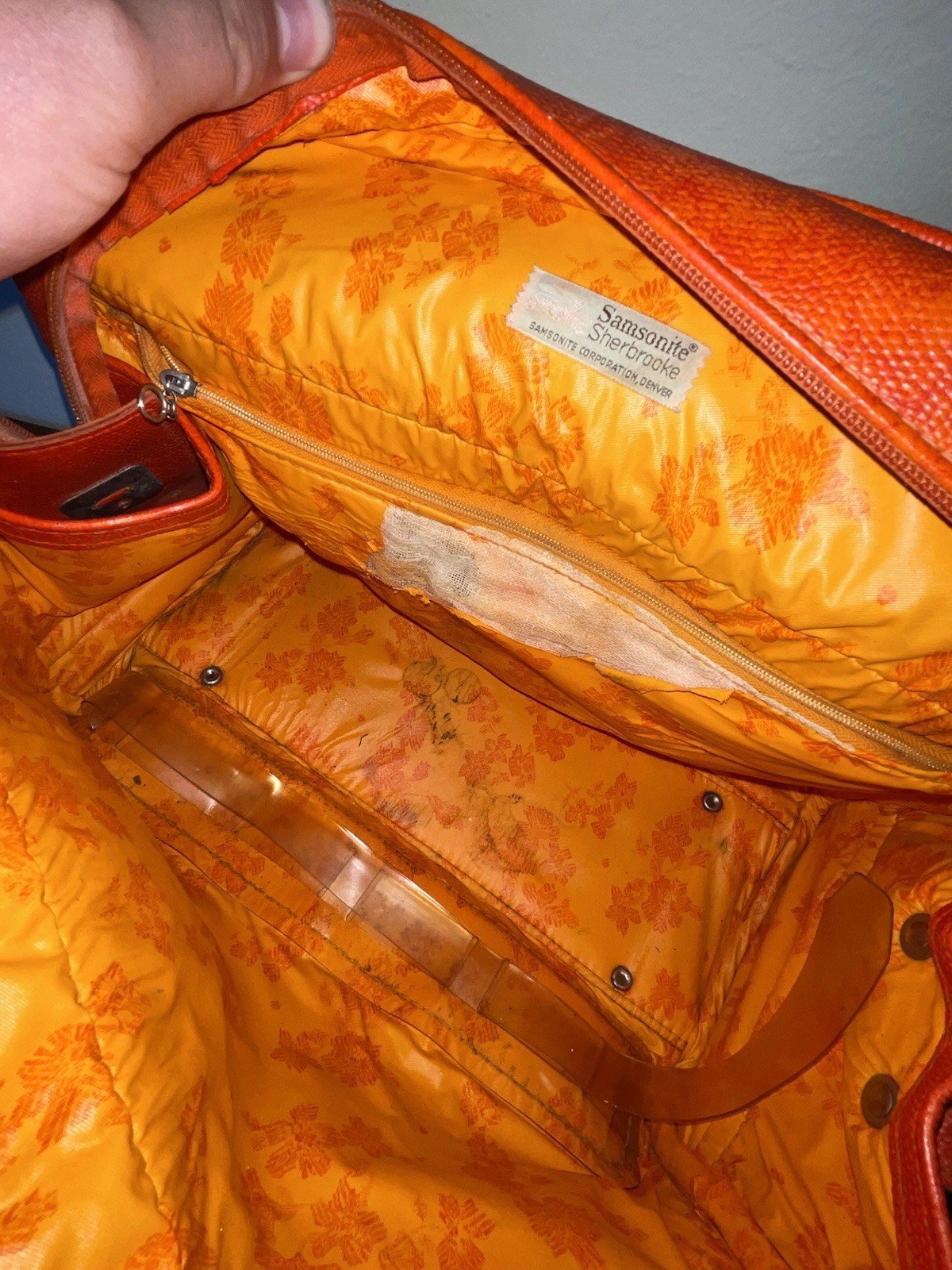 1970’s Samsonite Sherbrooke Luggage Tote Orange “Autumn Blaze” Business Carry-On