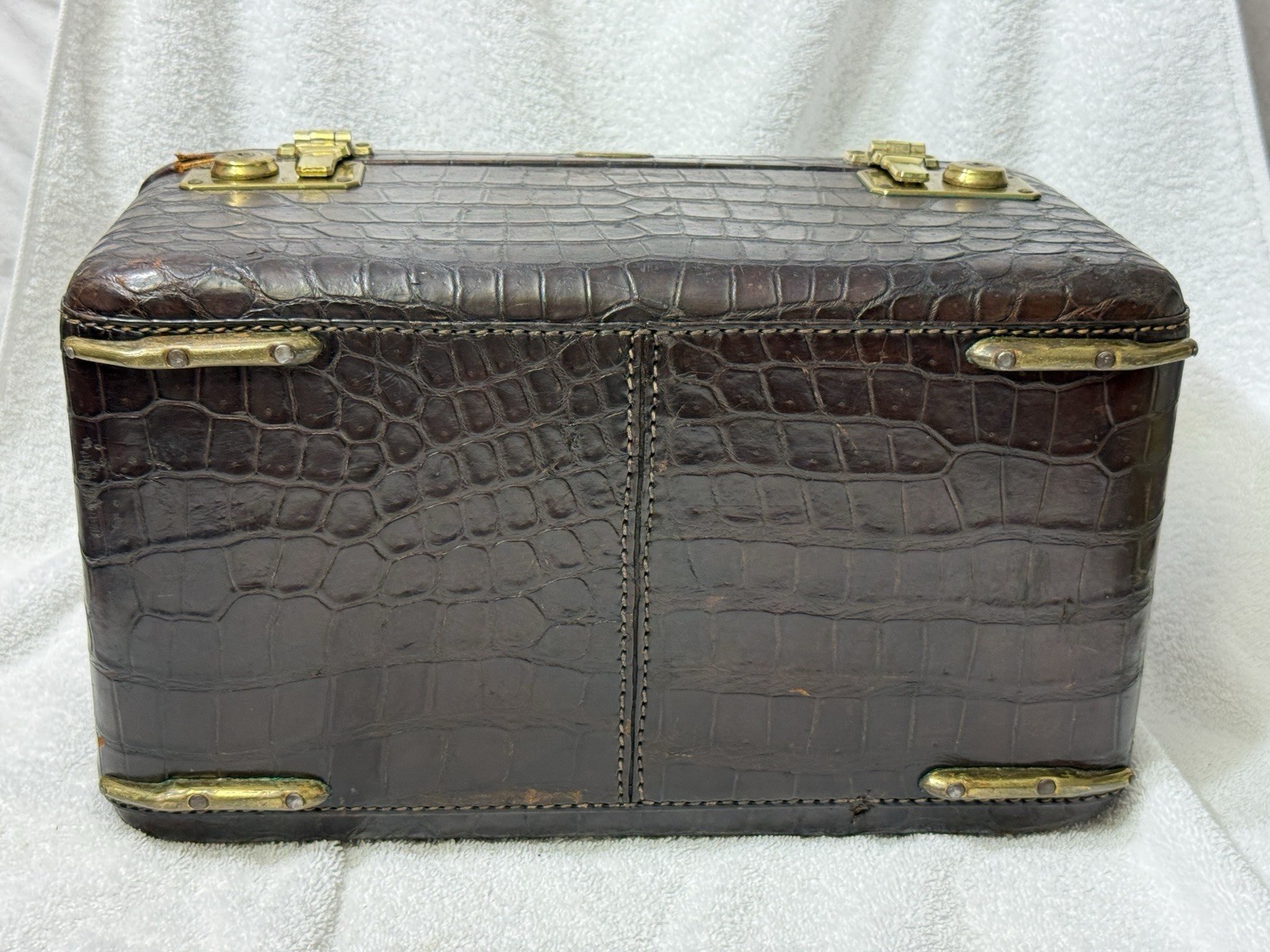 VTG Hartmann Alligator Embossed Leather Travel Train Case Luggage w/Mirror