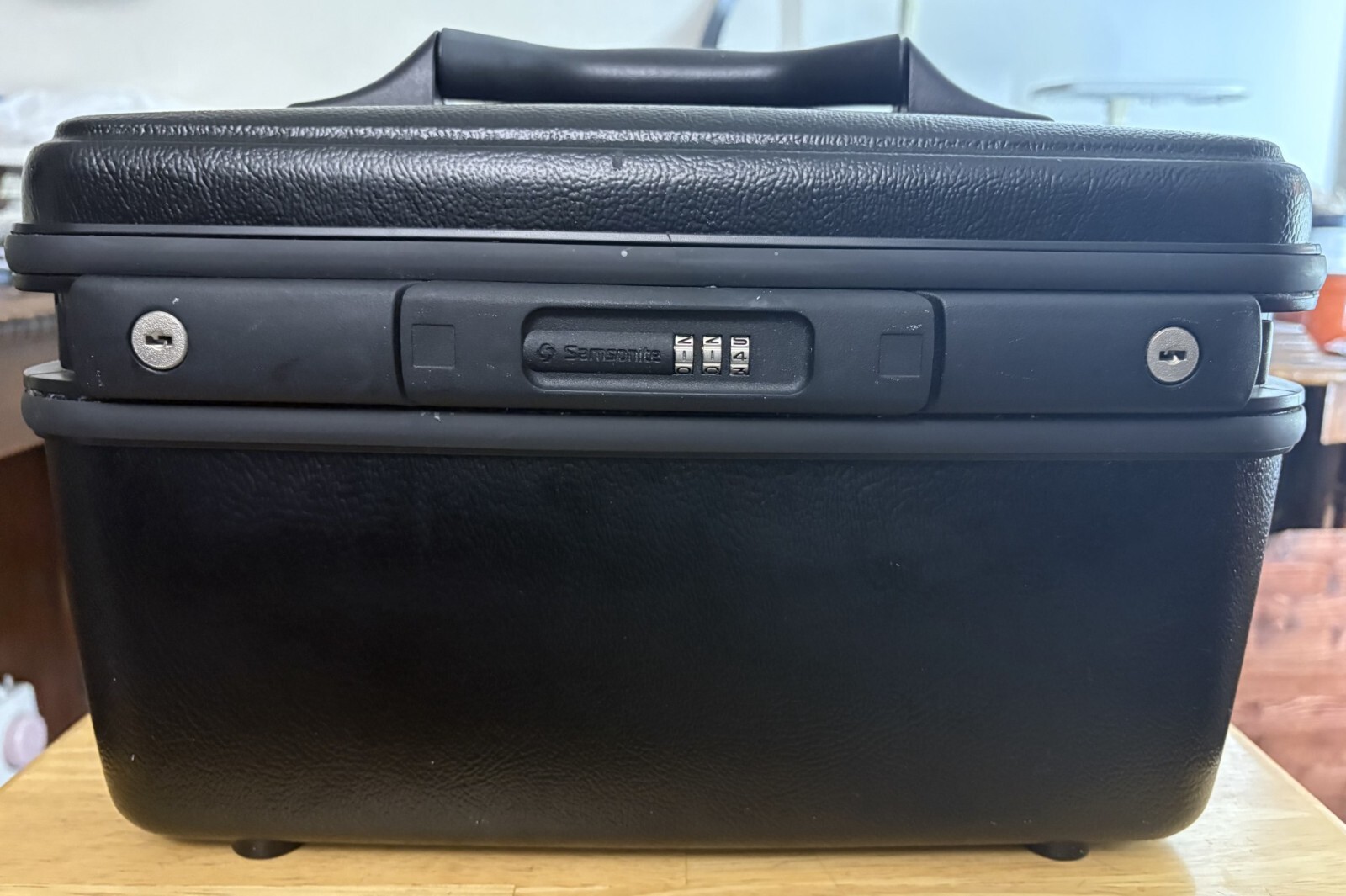 Vtg Samsonite Black Hard Shell Travel Train Makeup Case W/Mirror No Tray No Keys