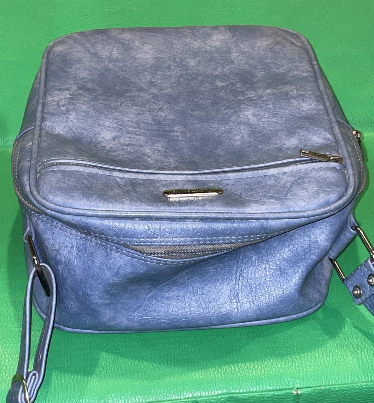 Vintage Samsonite Blue Shoulder Tote Travel Carry On Overnight Bag Luggage