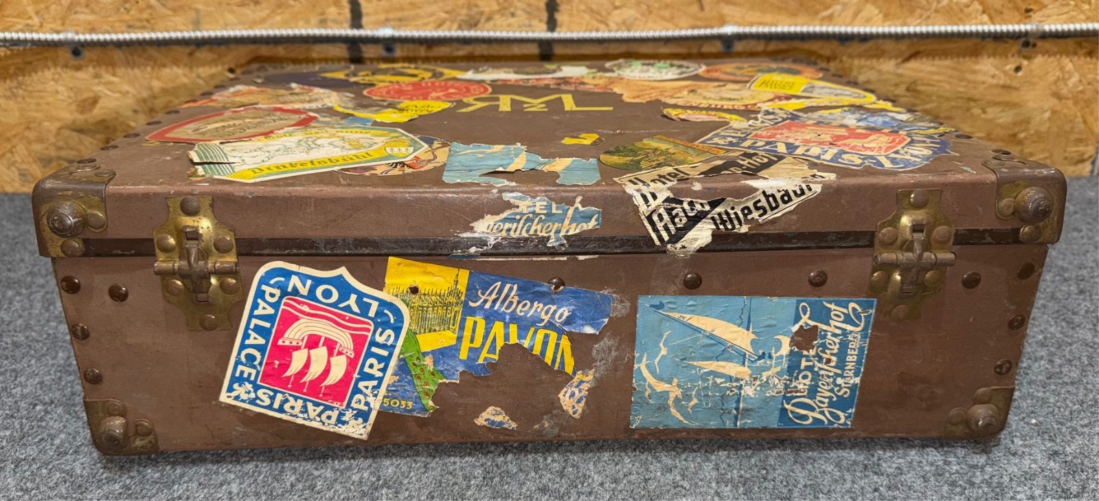 Antique Vintage Davis Sample Case Pair with Traveling Stickers