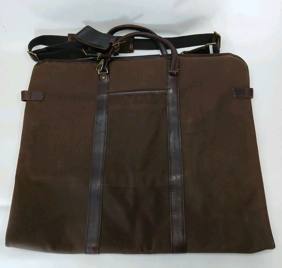 Vintage Hartmann Folding/Hanging Garment Suit Bag Brown Leather Trim