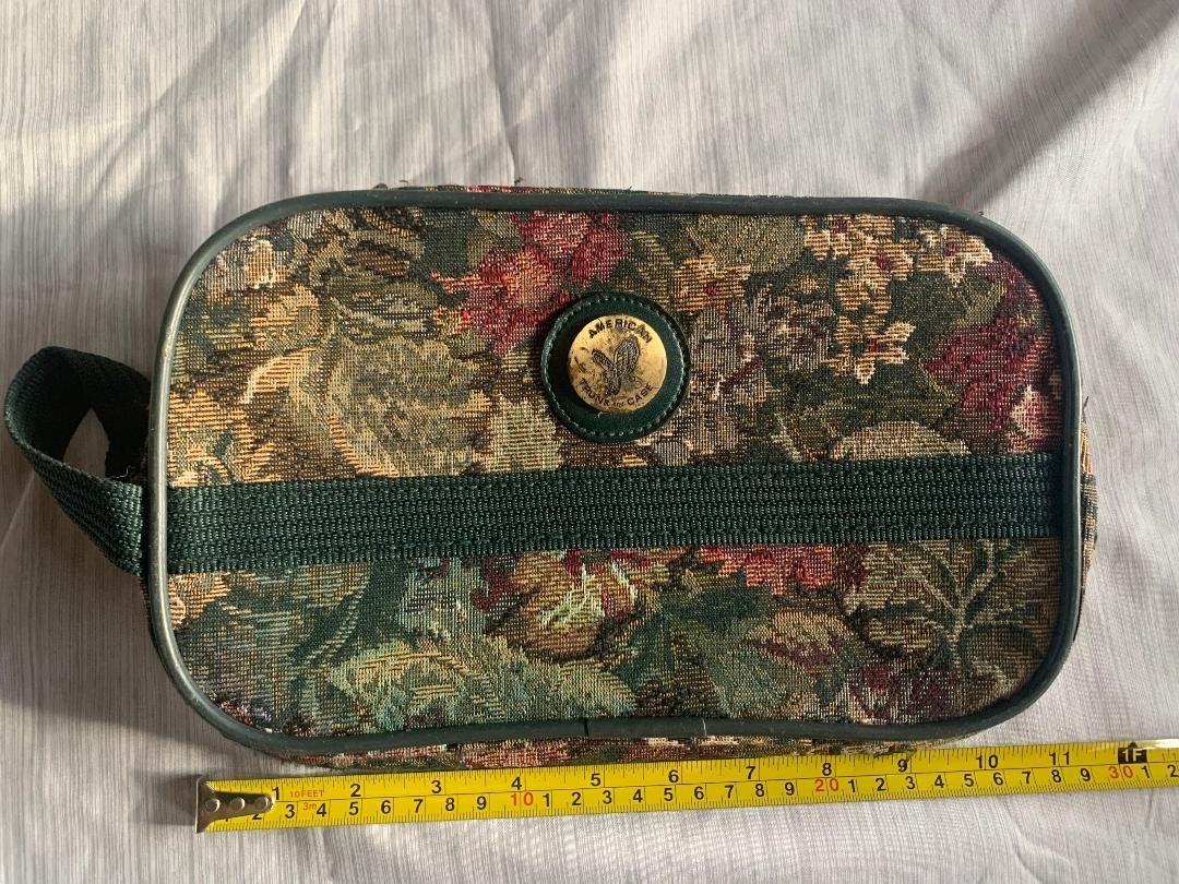 American Trunk Case Vintage Floral Tapestry Travel or Cosmetic Bag