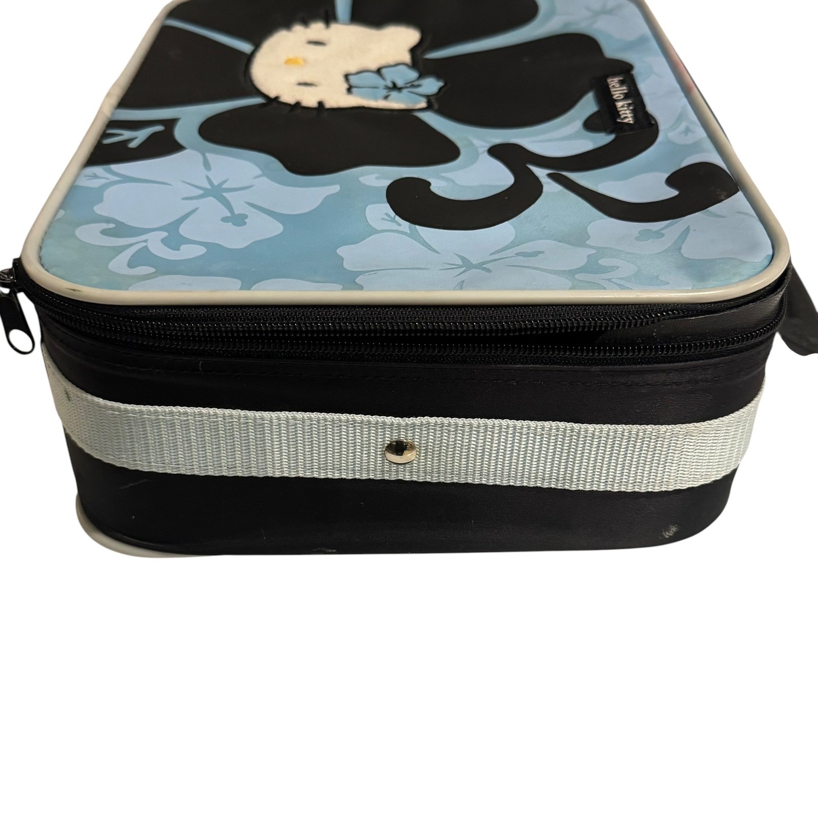 Hello Kitty Sanrio Vintage Y2K Blue Hibiscus Tropical Small Lunch Bag 2002 -READ