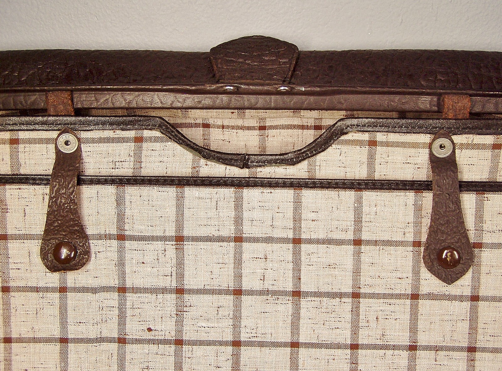 Vtg Antique 20s/30s Elephant Print Leather Suitcase Luggage Presto Lock Brooklyn