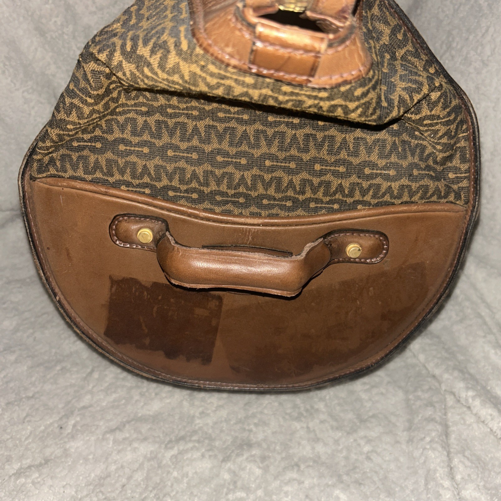 Vintage Mark Cross Canvas Leather Weekender Duffel Carry On Travel Bag.