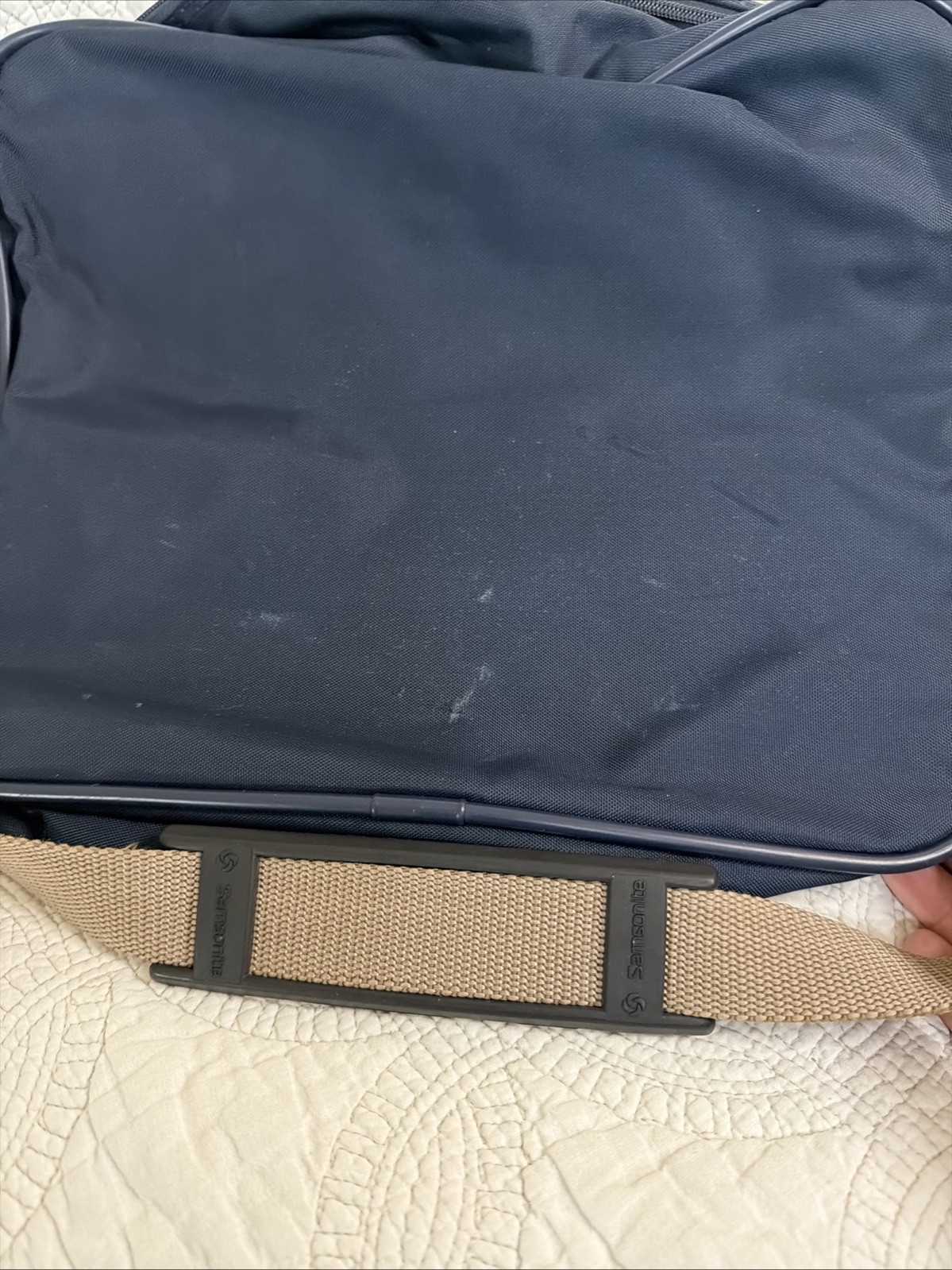 Vtg Samsonite Prospect 2000 Carry On Shoulder Messenger Bag Navy Brown 13×11″