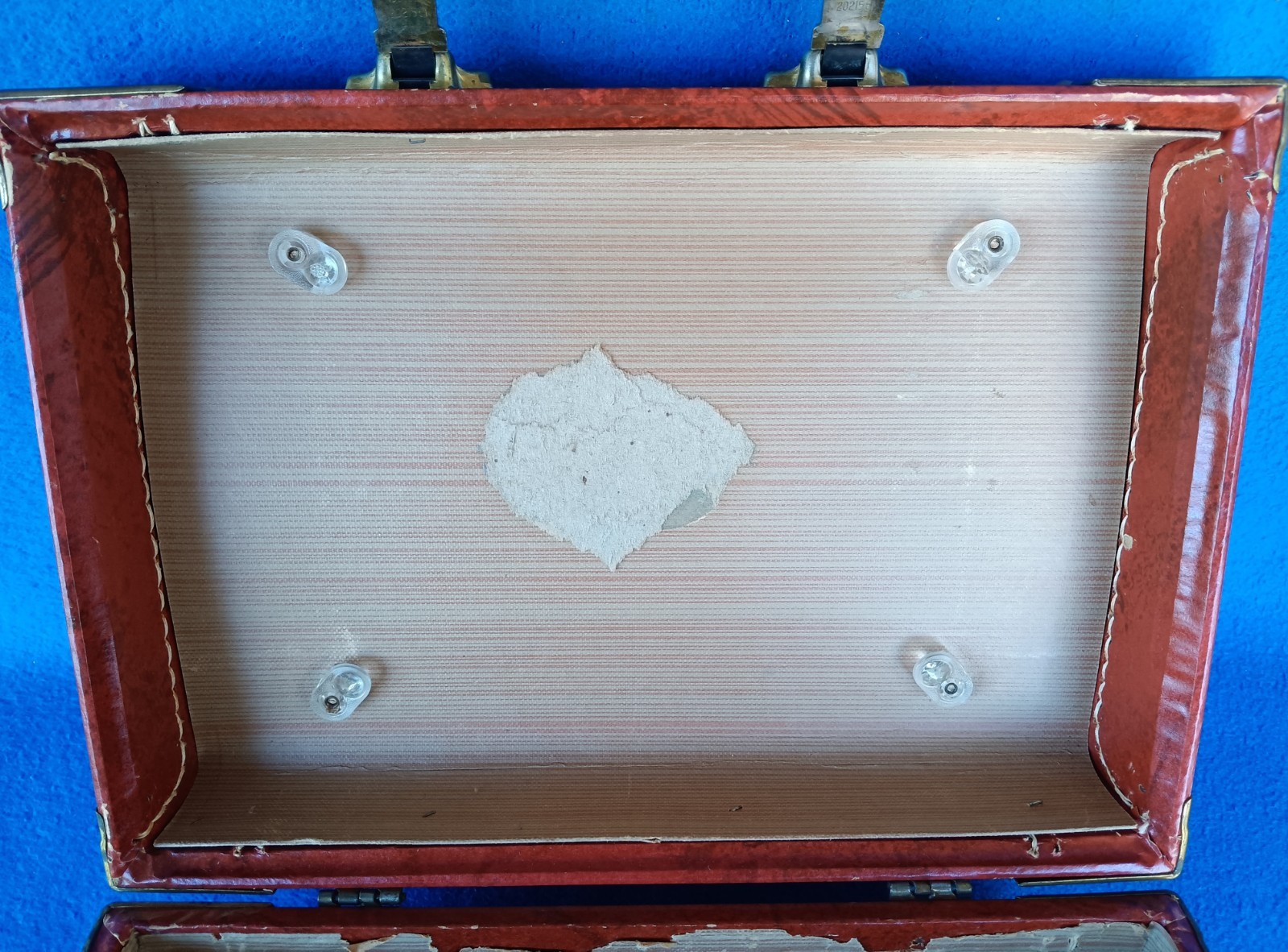 Vintage 1940’s Brown Faux Leather Hard Travel Train Makeup Case Luggage Suitcase