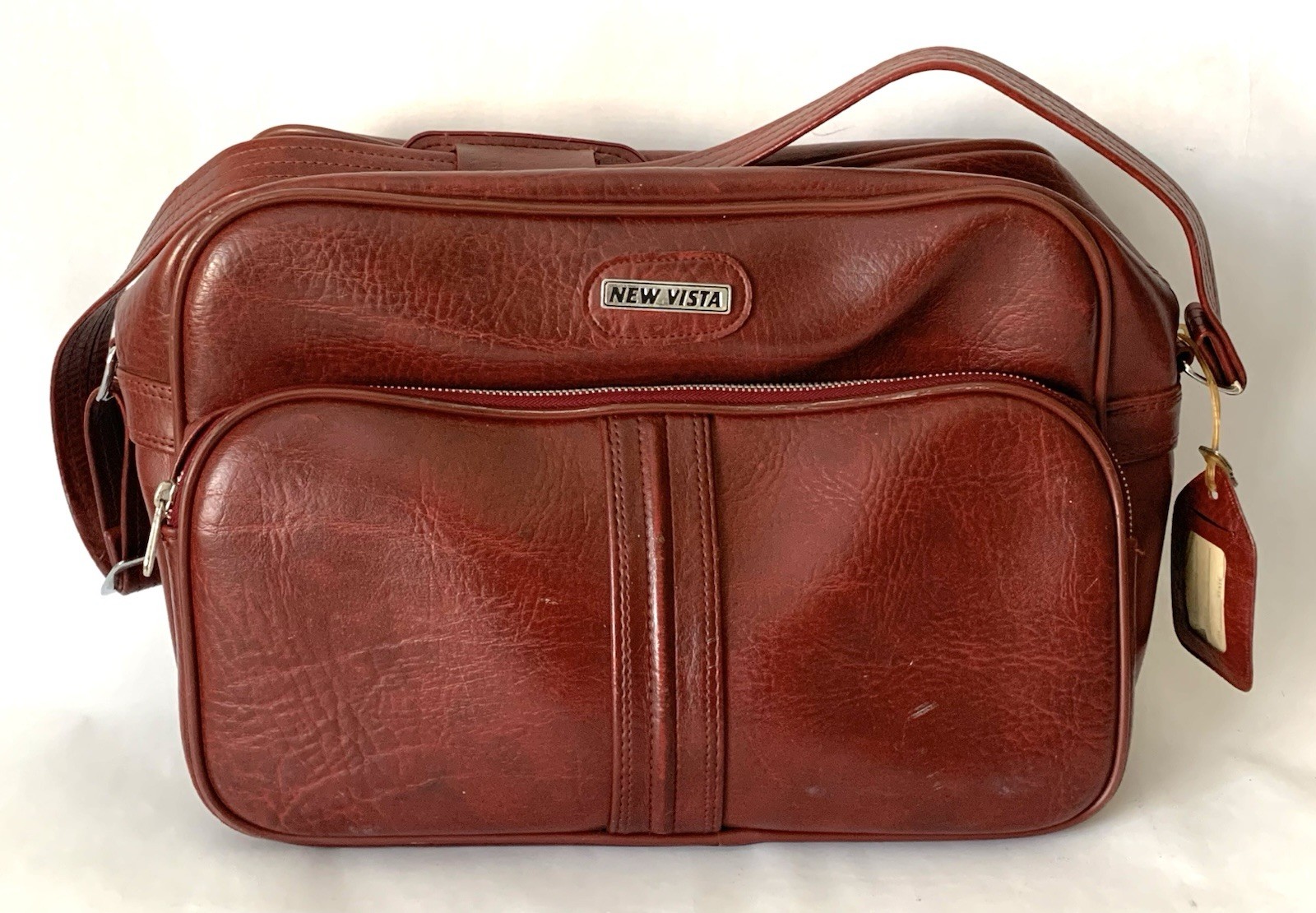 Vintage New Vista Luggage Carry On Shoulder Laptop Traveler Bag Faux Leather