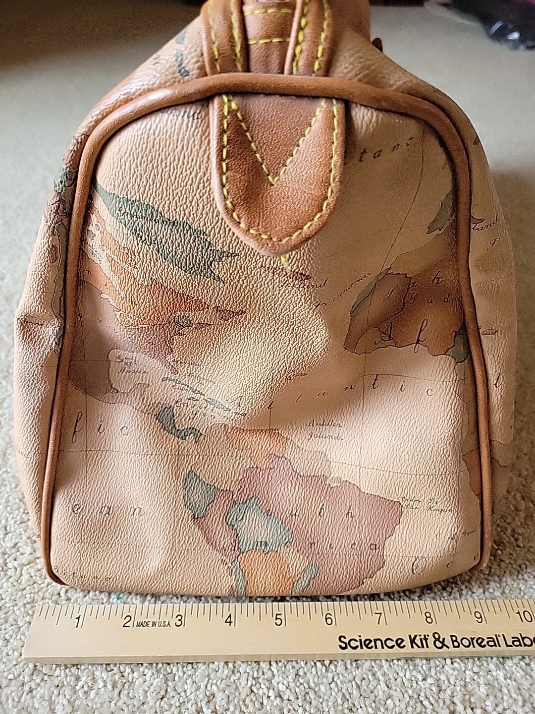 Vtg Gitano World Map Duffel/Travel/Carry-On Bag W Gitano Luggage Tag