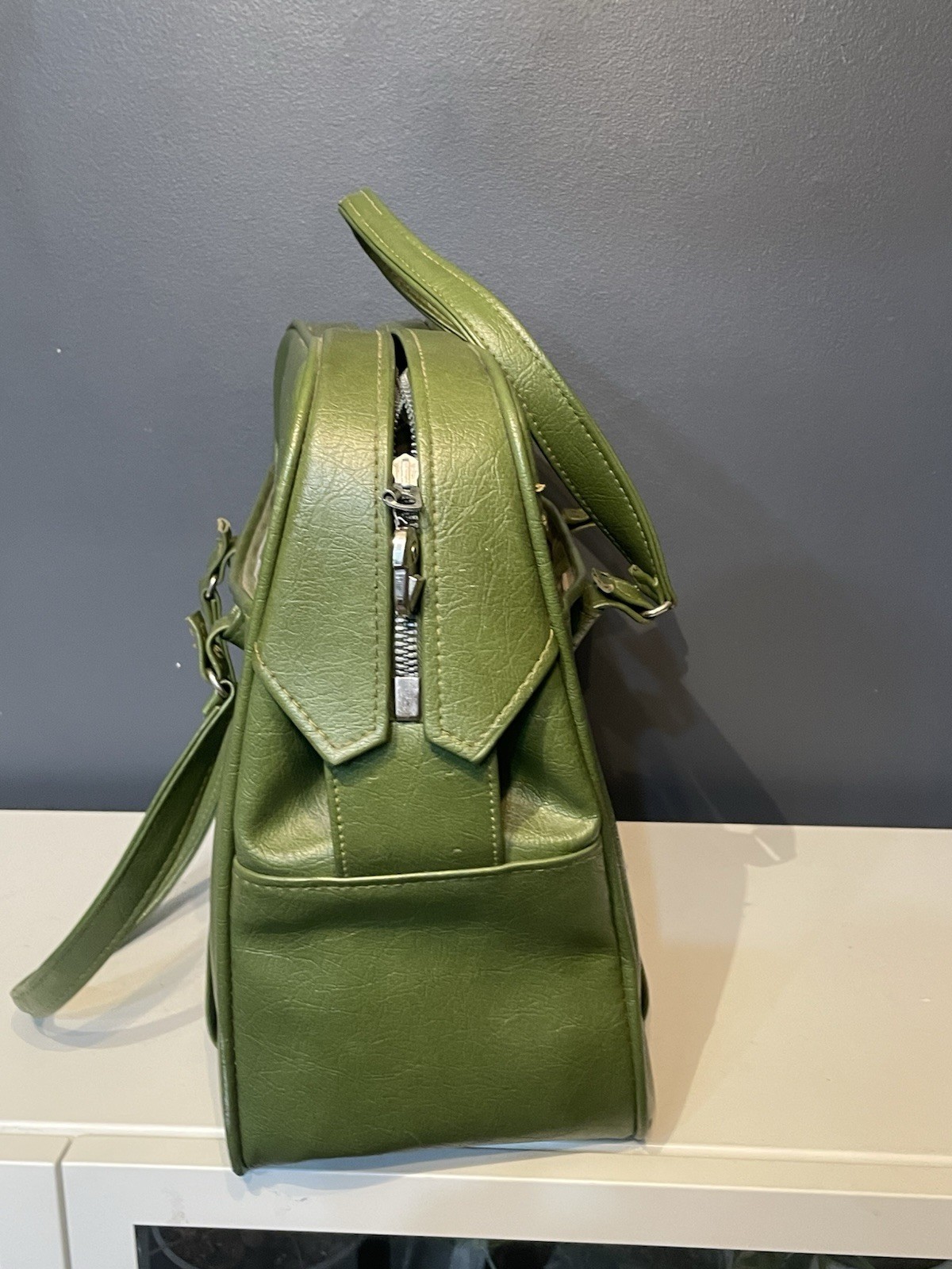 Vintage Samsonite Silhouette Denver, CO Green Zipper Carry-on Train Bag Handles