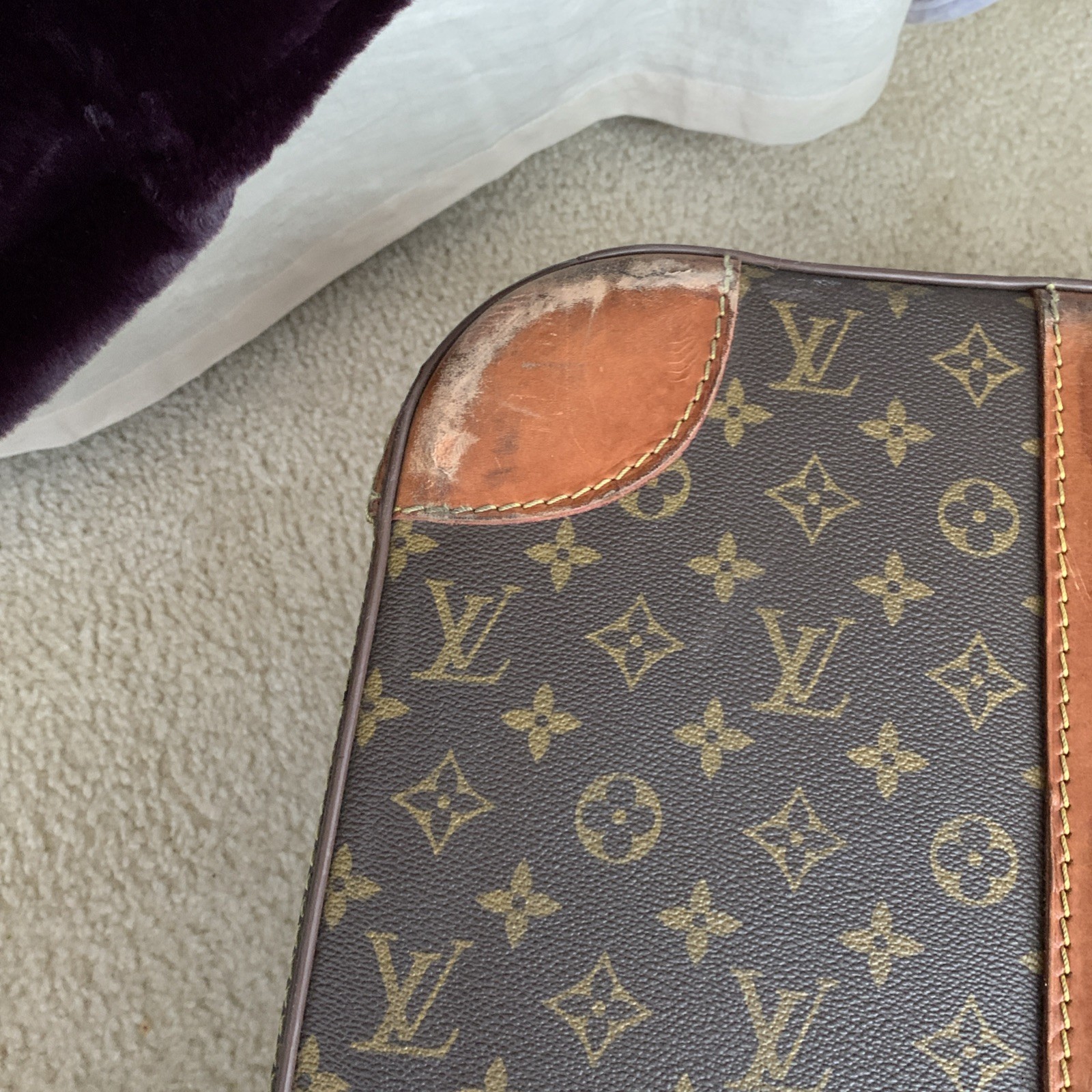 Auth Vintage Louis Vuitton Monogram Stratos 60 M23236 Trunk Case W/divider