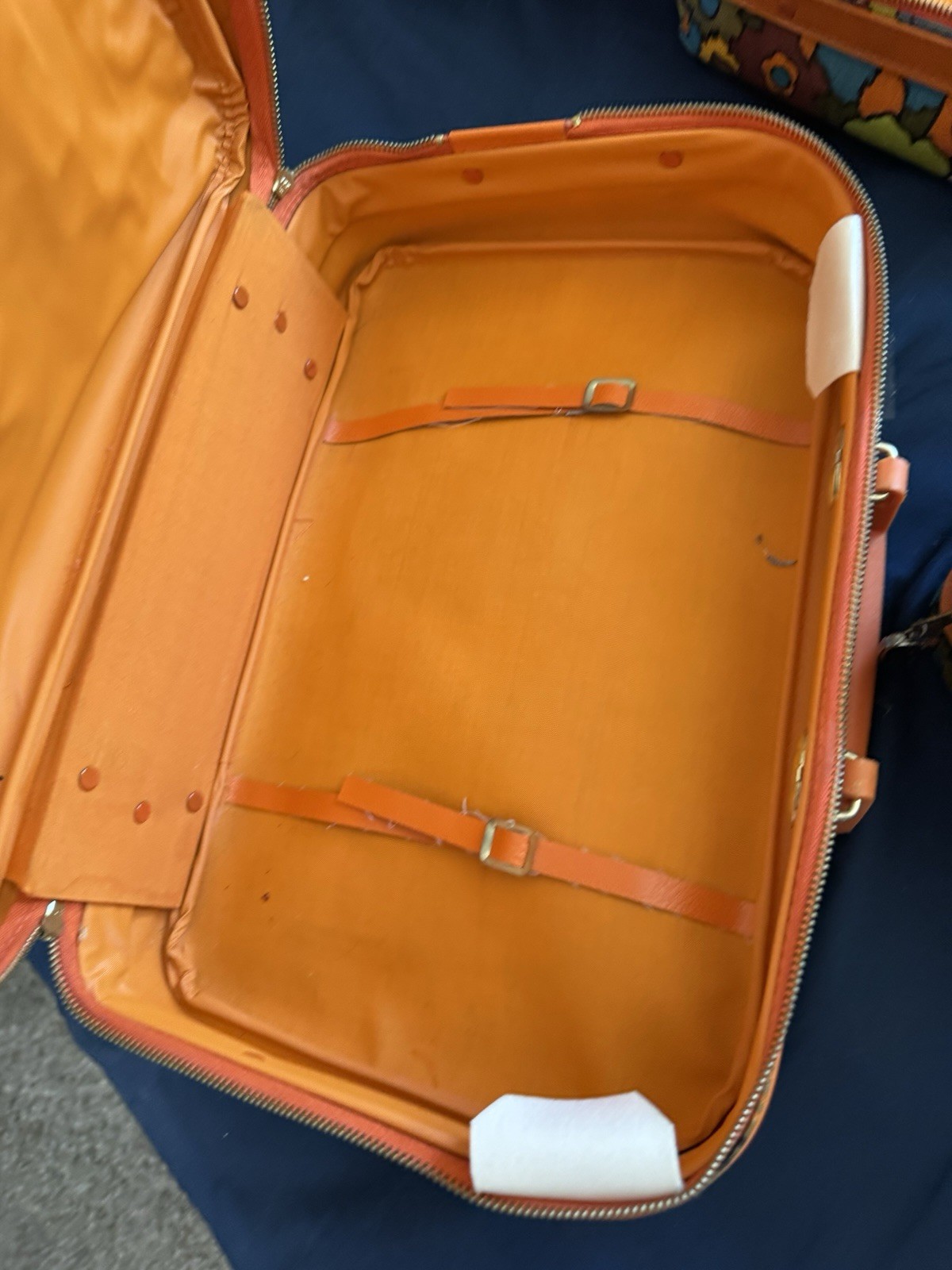 Vintage Flower Power Suitcases (3) Orange Travel Baggage