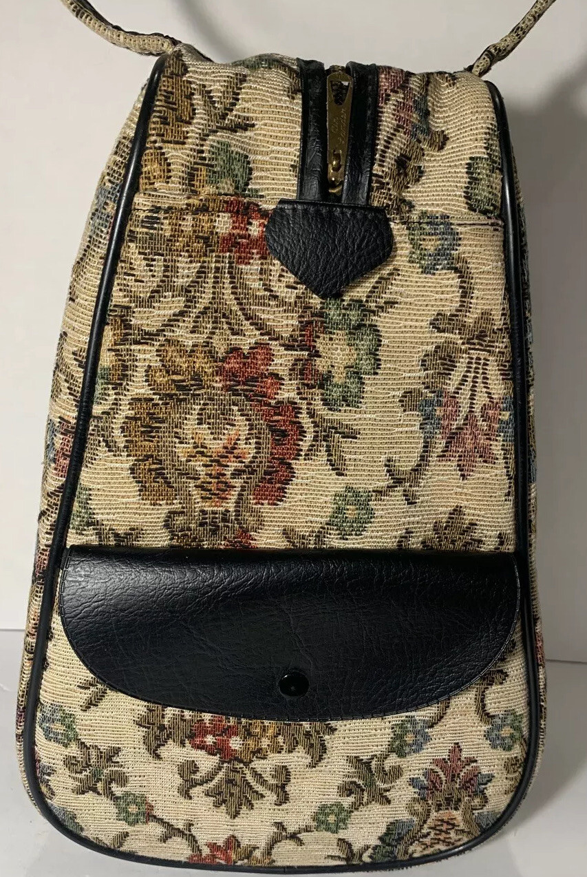Vintage ~Feather Lite~Tapestry Travel Bag For Shoes~Bell Shape~Outside Pocket