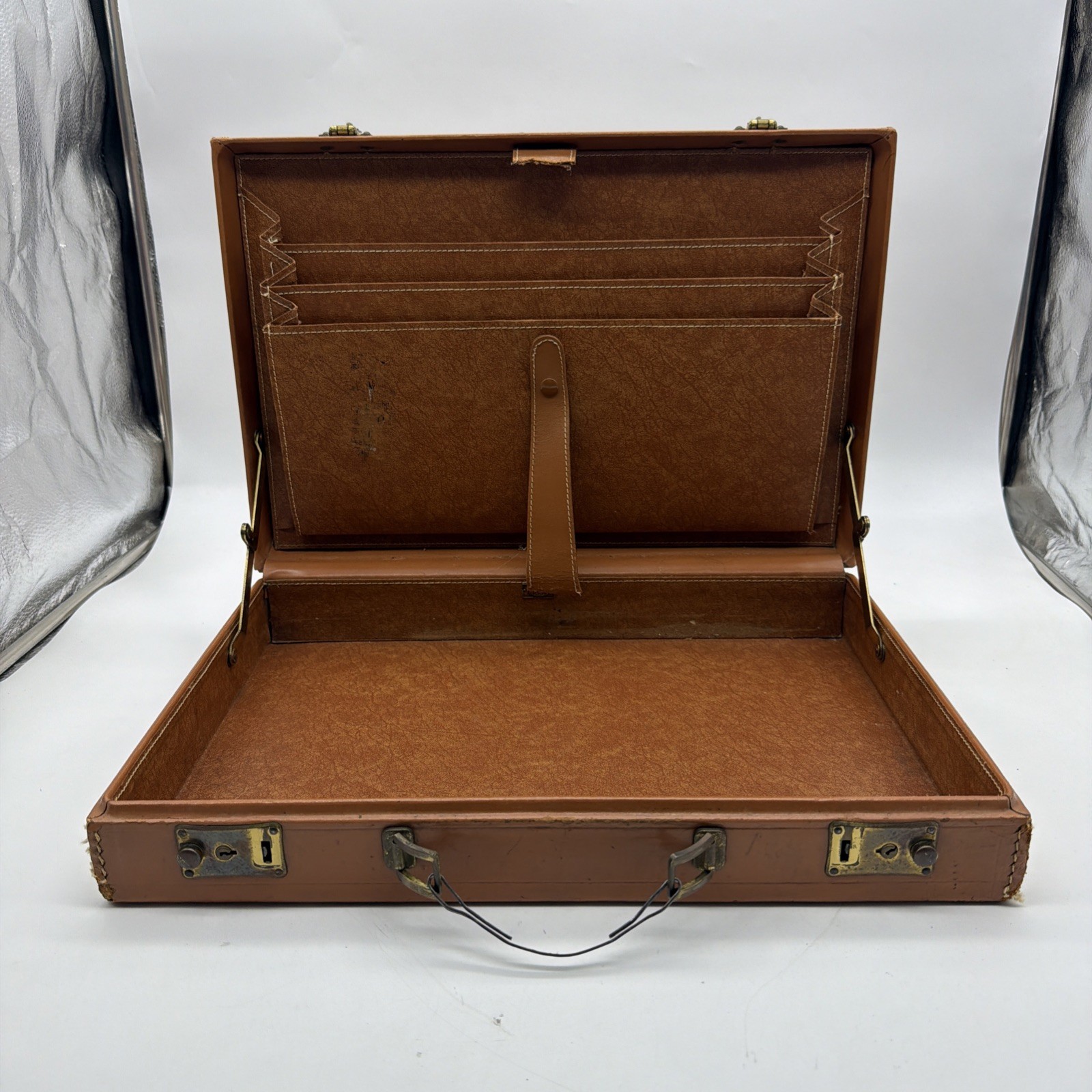 Vintage Rebilt Cowhide Briefcase: Hard-Sided Luggage, Attache Case