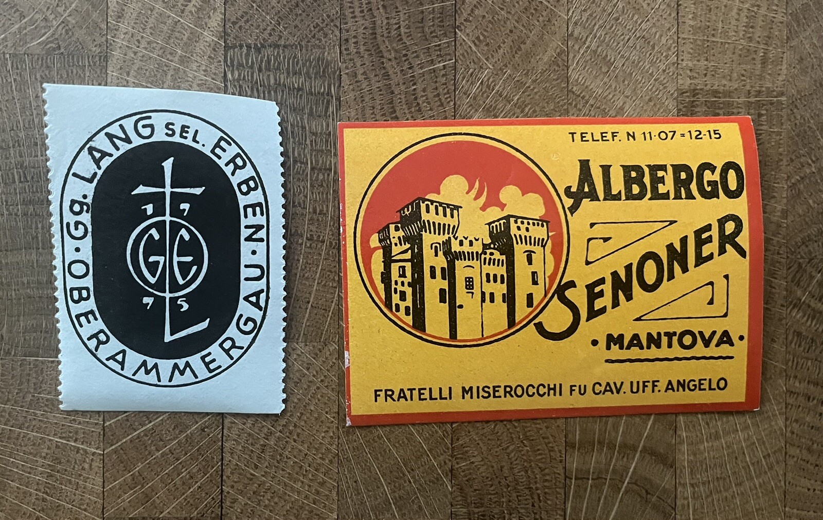 1950s Lot of Europe Luggage Hotel Tag Stickers, 6 Total (Group C)