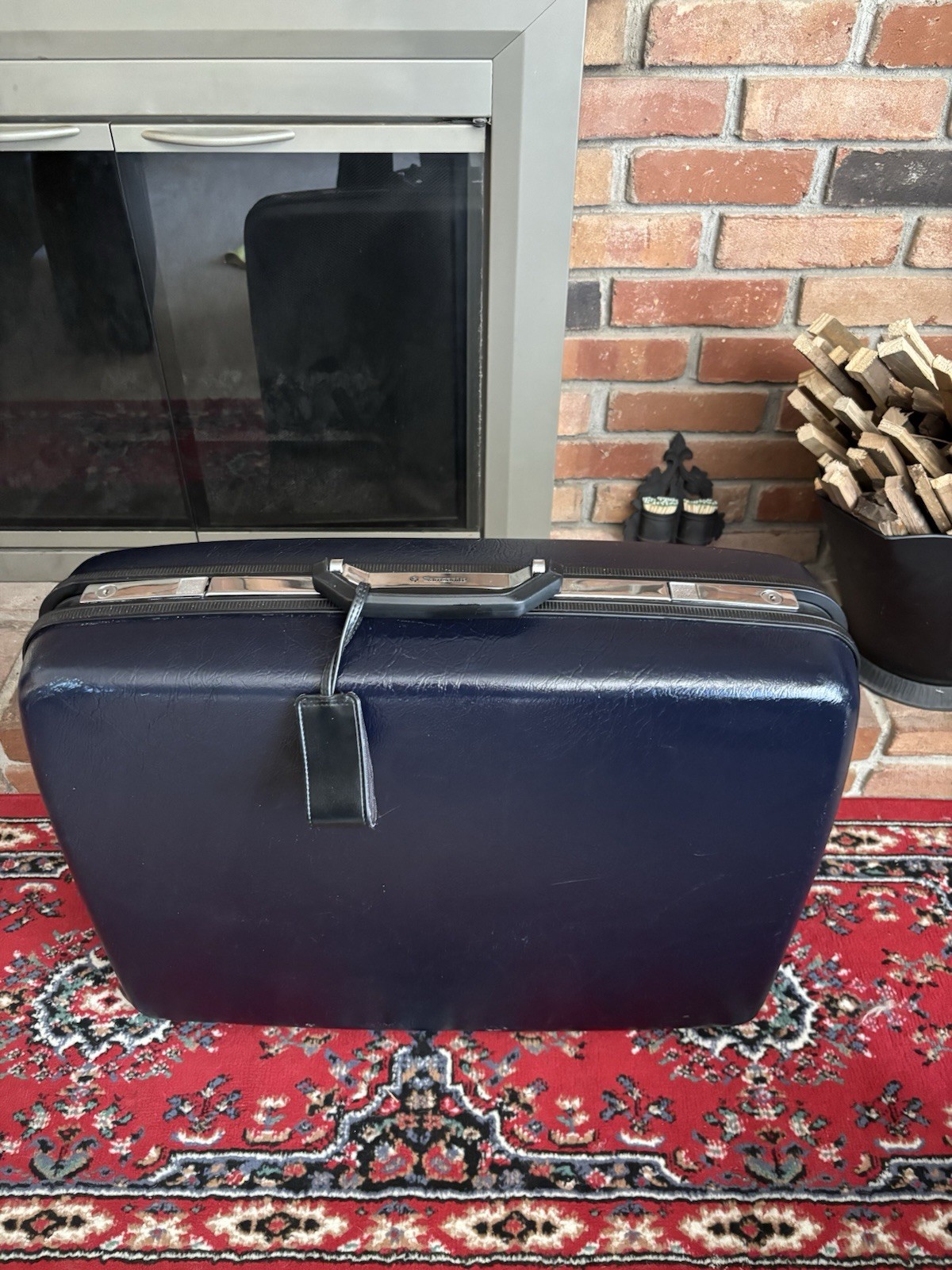 Vintage Samsonite Sentry II Navy Blue Luggage Hard Shell Suitcase 24.5”x19”x8”