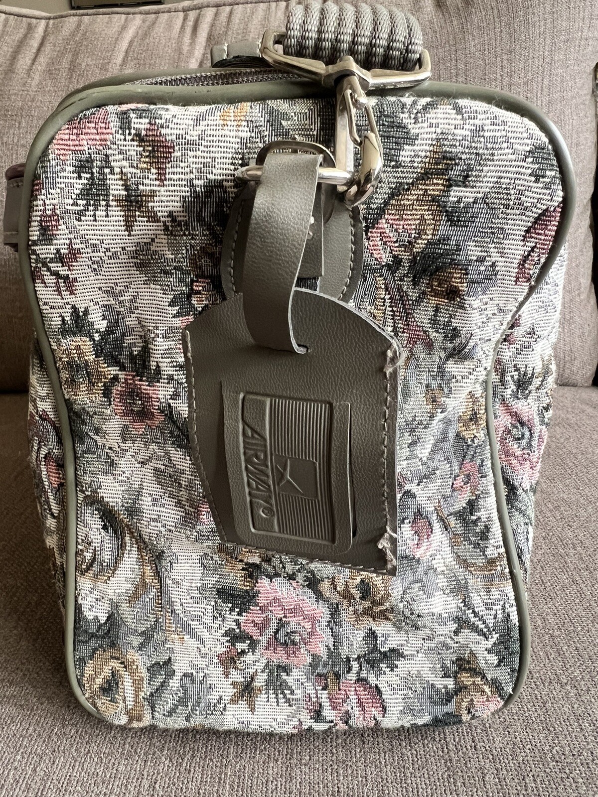 Airway Bag Tapestry Grey Green Carry On Over The Shoulder. Clean Inside Out.