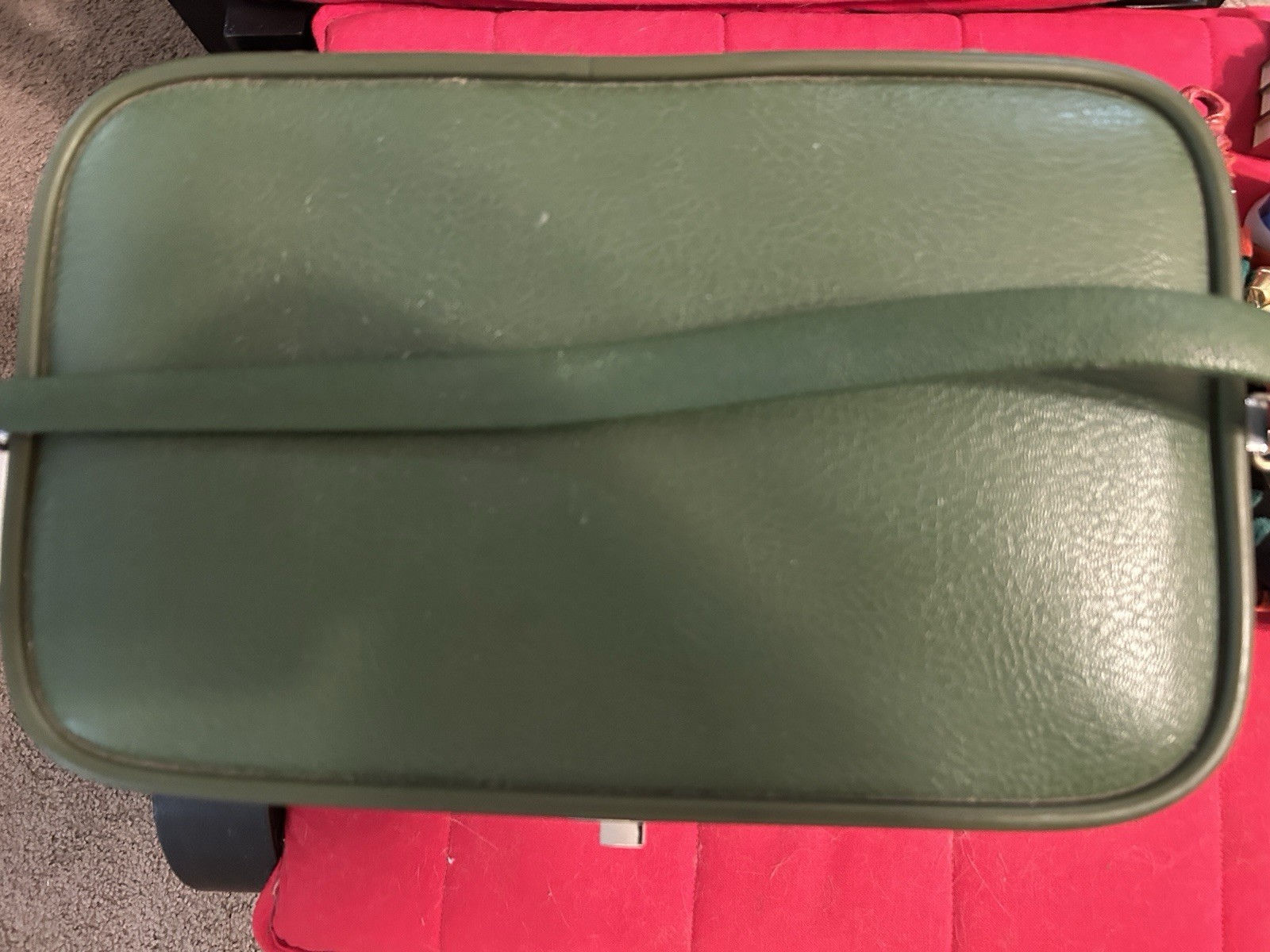Green Vintage Sears Featherlite Train Case with Key