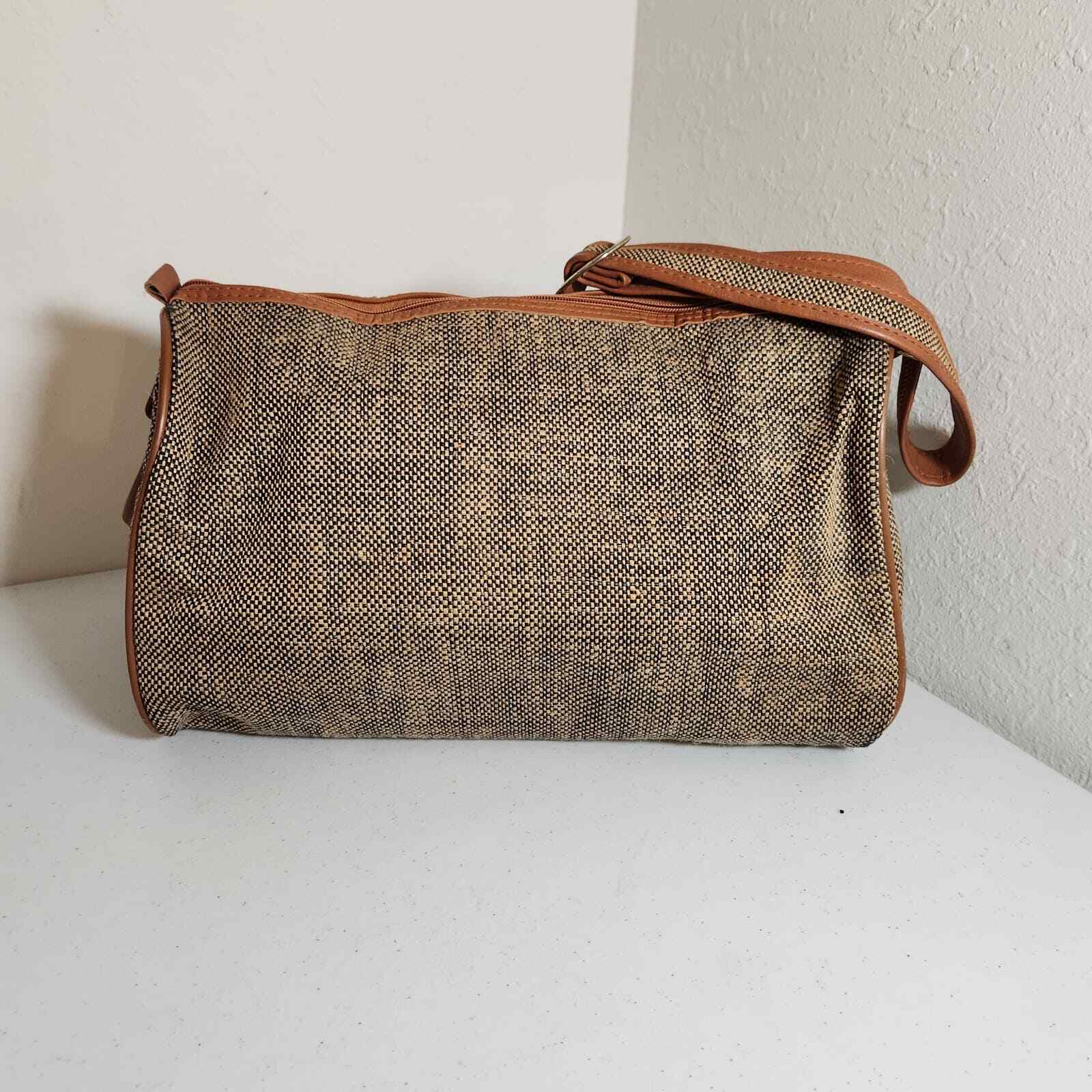 Samsonite VTG Sm Tweed Jute Duffle Carry On Weekender Bag