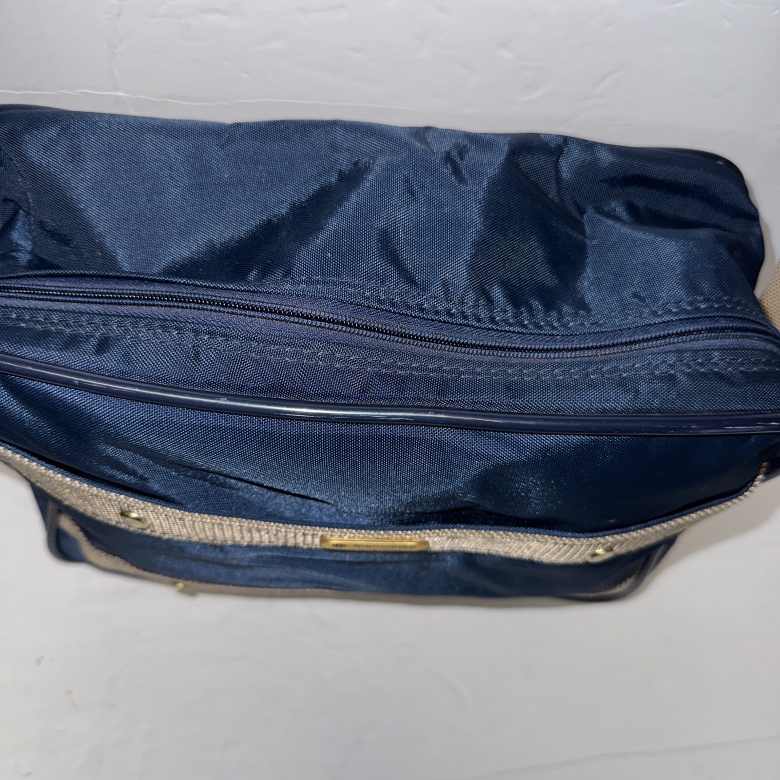 Vtg Samsonite Carrypak 78 Carry On Shoulder Messenger Bag Blue/Brown Pre Owned