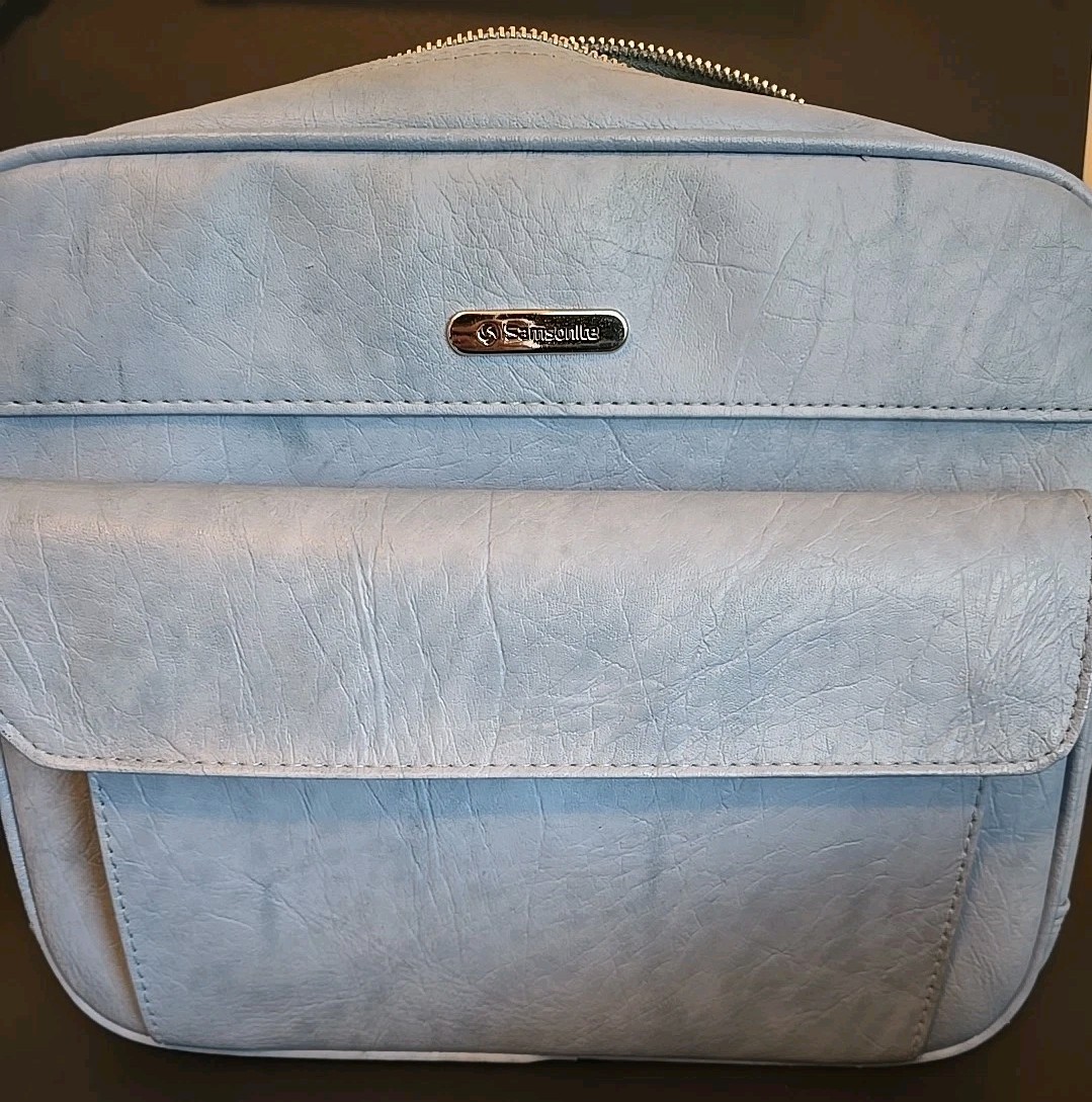 Vintage Samsonite Cordoba Carry On / Laptop Case Shoulder Travel Bag Light Blue