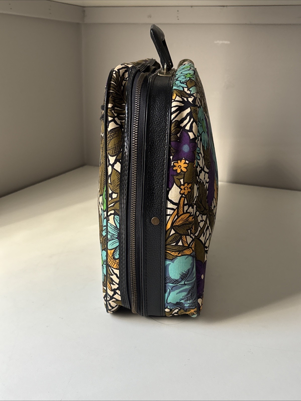 Vtg Bantam Floral Suitcase 70s Mod Canvas Carry On Luggage Flower Power Bag