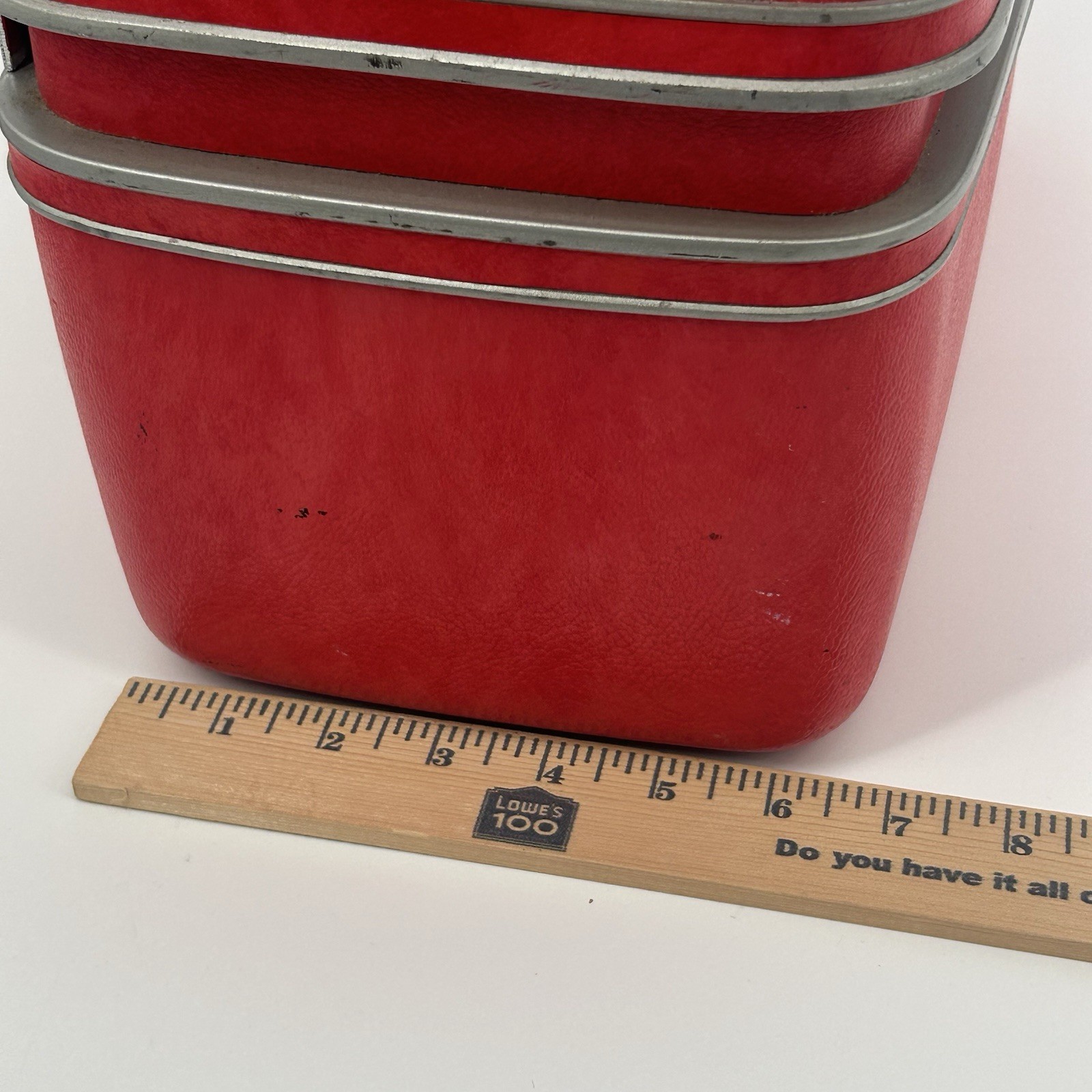 Vintage Red Samsonite Silhouette Vanity Train Luggage Cosmetic Case W/ Keys