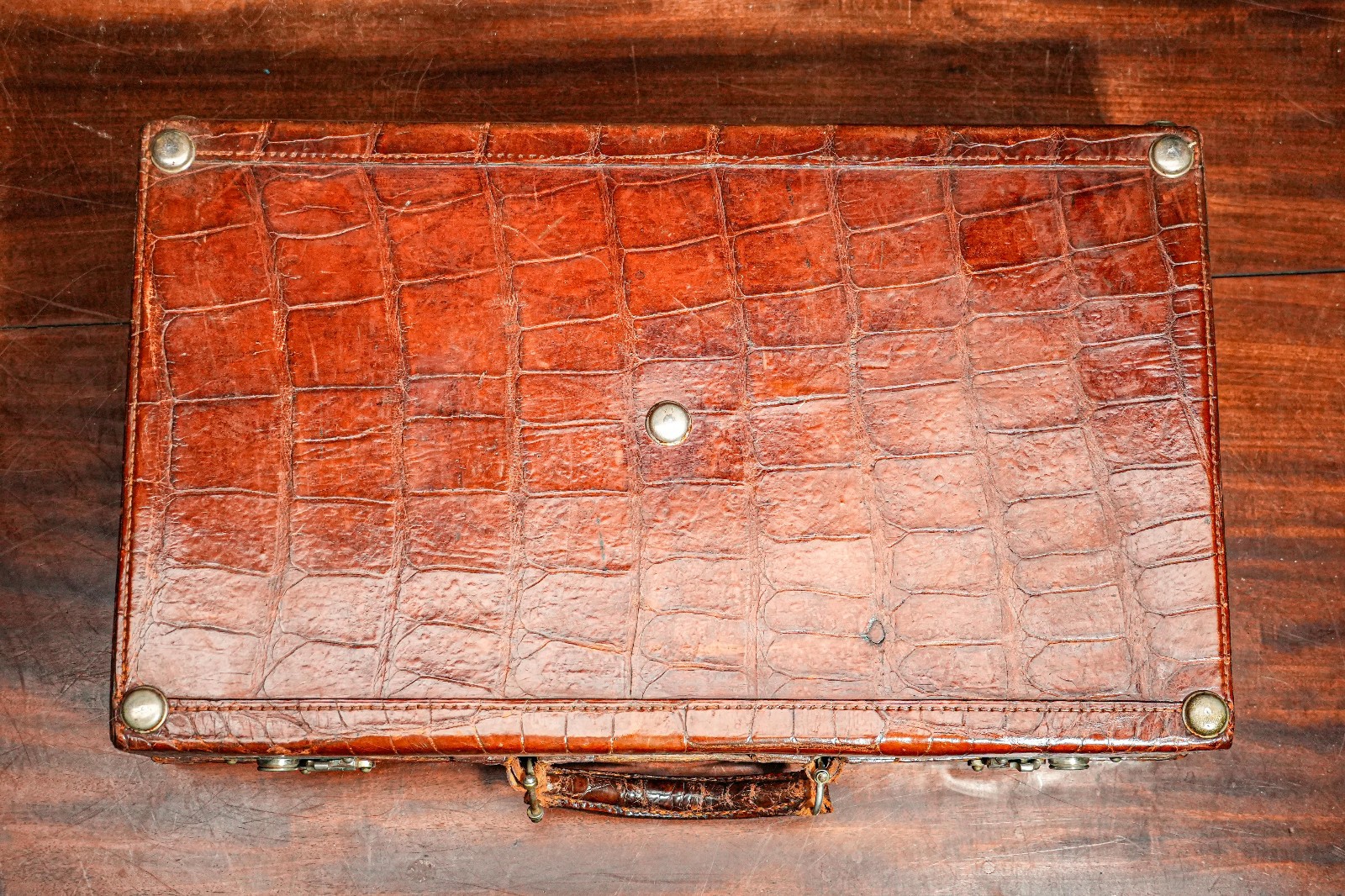 Stunning Luxury Antique Crocodile Leather Travel Luggage Suitcase