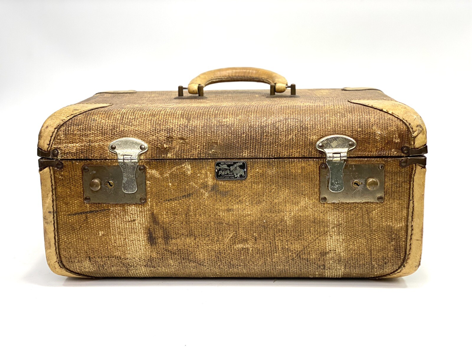 Vintage Suitcase Case Leather Paul Bunyan Air Luggage Multnomah PORTLAND Oregon