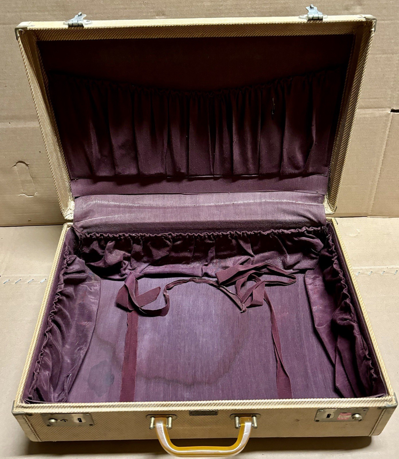 Vintage 1950s Koch’s Aviation Luggage Tweed Suitcase San Francisco Calif USA