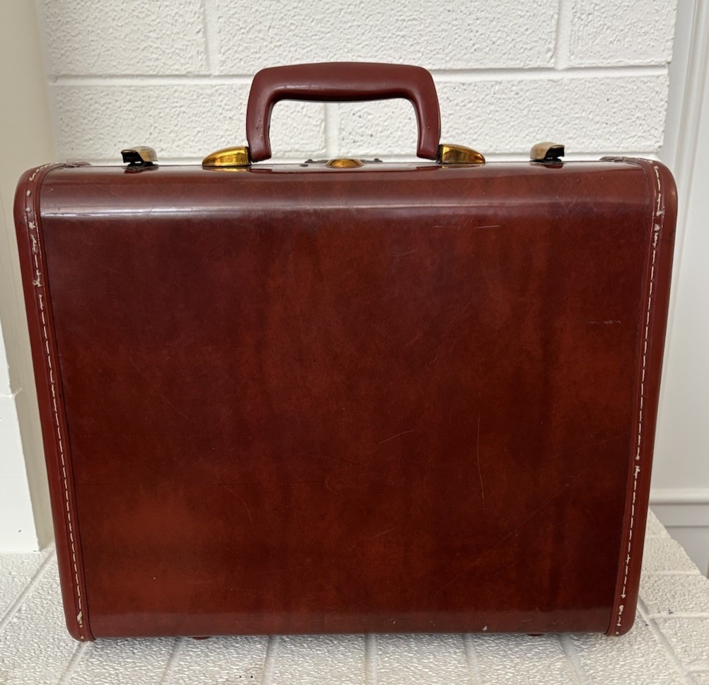 1950s Brown Samsonite Shwayder Bros Suitcase Luggage Style 4916 14 x 11 x 5 VTG