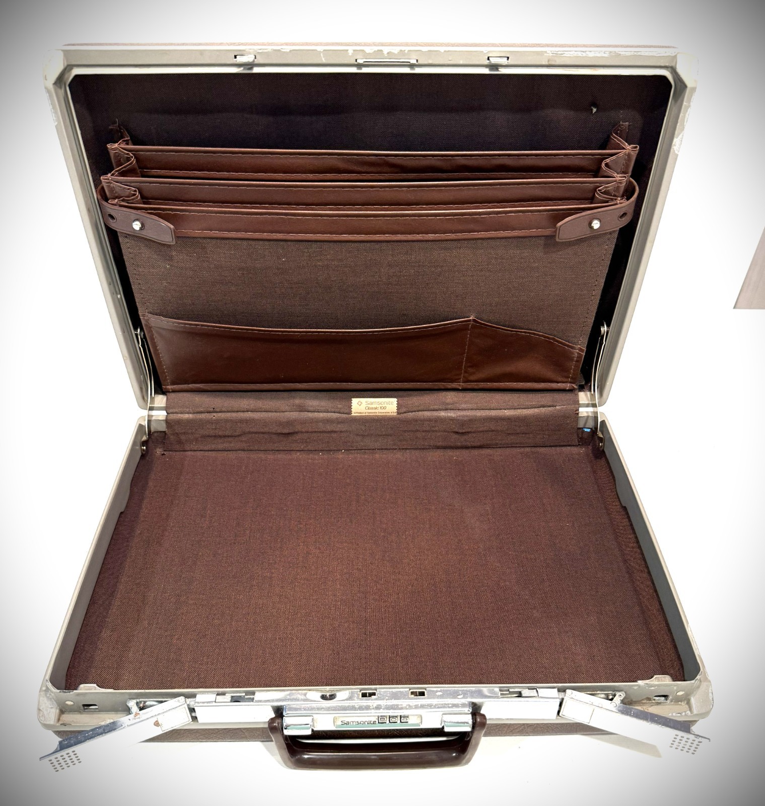 Vintage Samsonite Classic 100 Hardshell Slimline Brown Briefcase *5g
