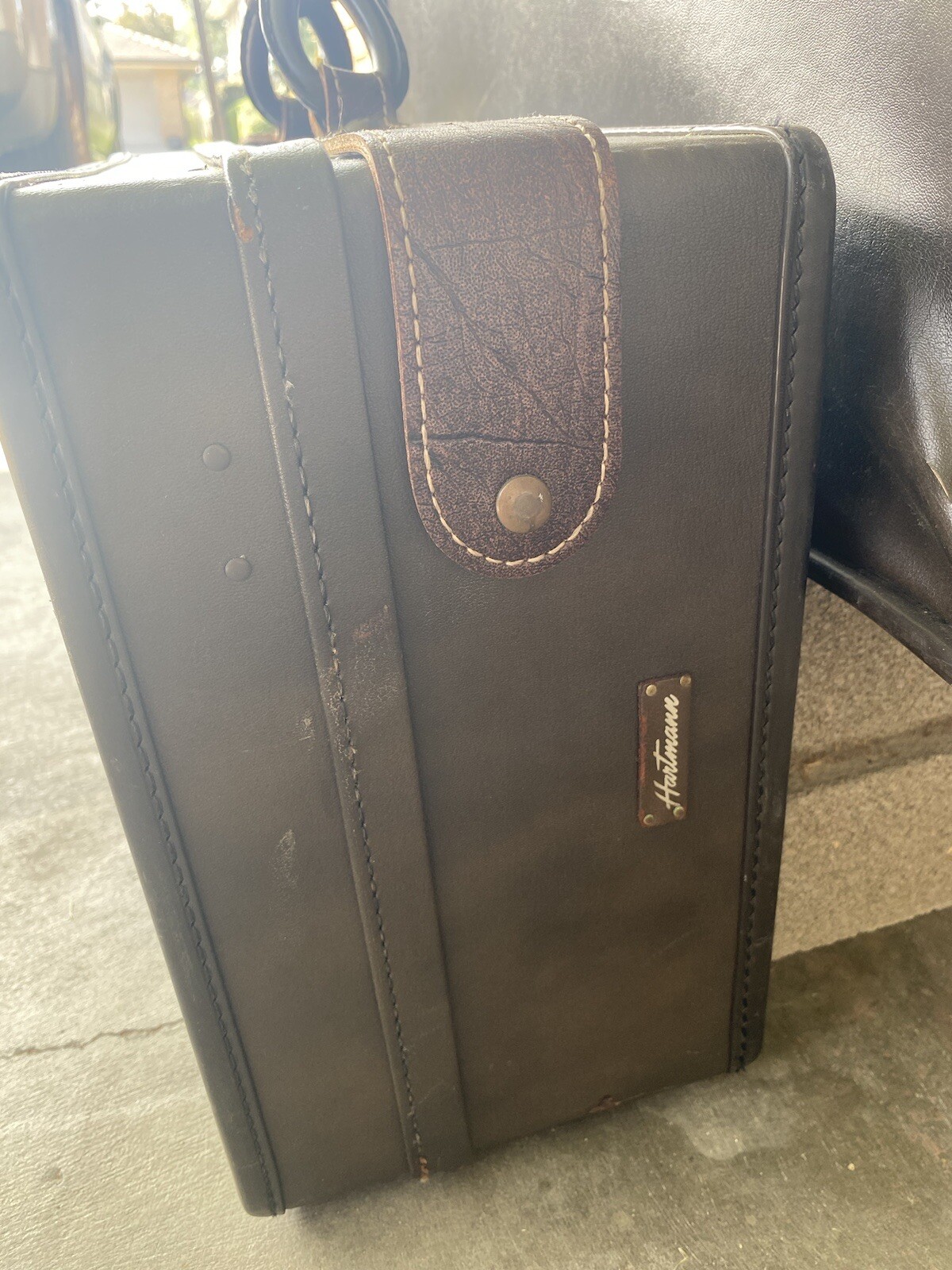 Vtg MCM 1950s Hartmann Leather Luggage Wardrobe Suitcase Matching 2 Piece 1 Key