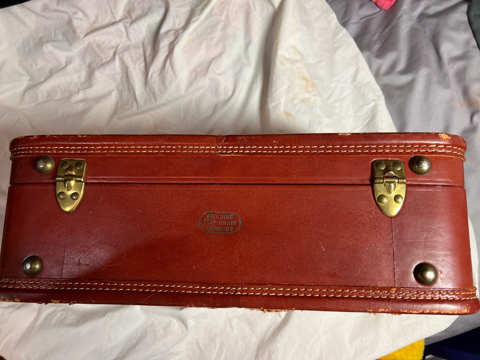 Rare! Vintage Leeds Tested Travelwear New York Suitcase Leather Shell