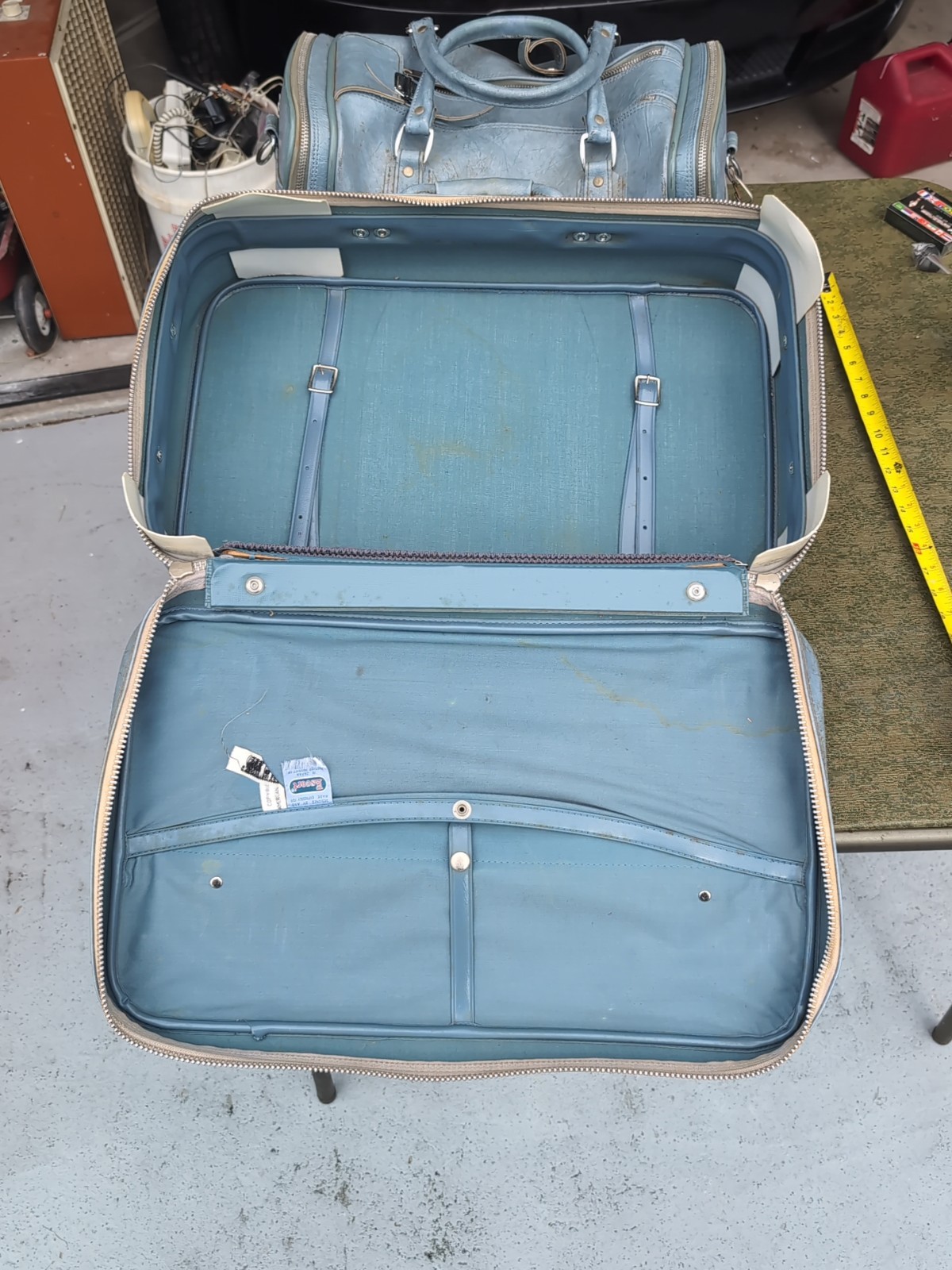 Vintage 1970s Pair American Tourister Escorts Carryon Luggage Bag In Baby Blue
