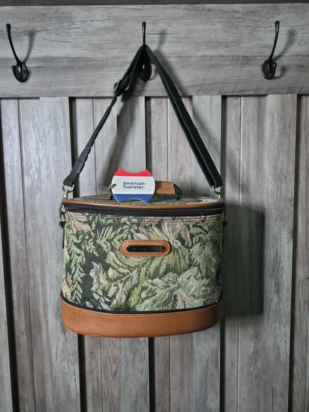 Vintage American Tourister Luggage Tapestry Pattern Travel Case