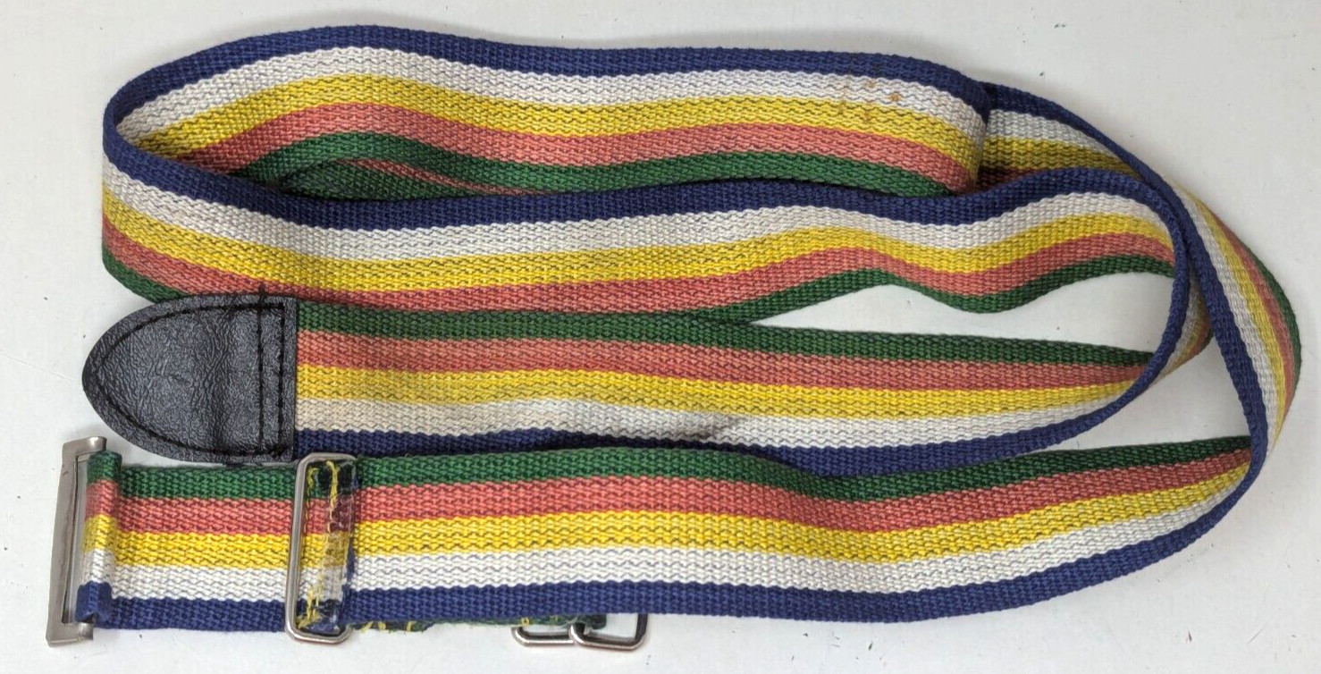 Rare Vintage Skyway Airline Multicolor Woven Fabric Luggage Strap Taiwan