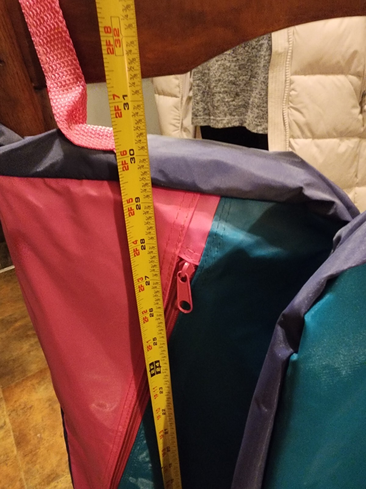 2 Vintage 1980’s Pink Color Block Hanging Roll Up Garment Bags. Stranger Things