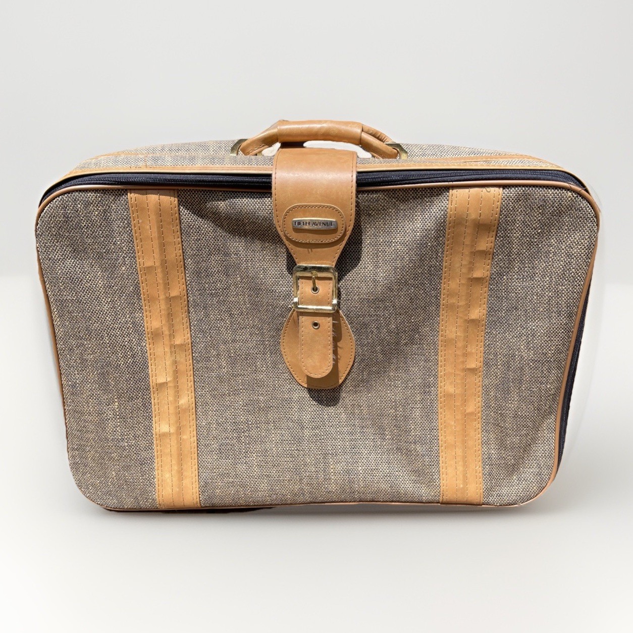 Vintage Fifth Avenue Tweed Luggage Set Large Roller Bag Medium Travel Bag