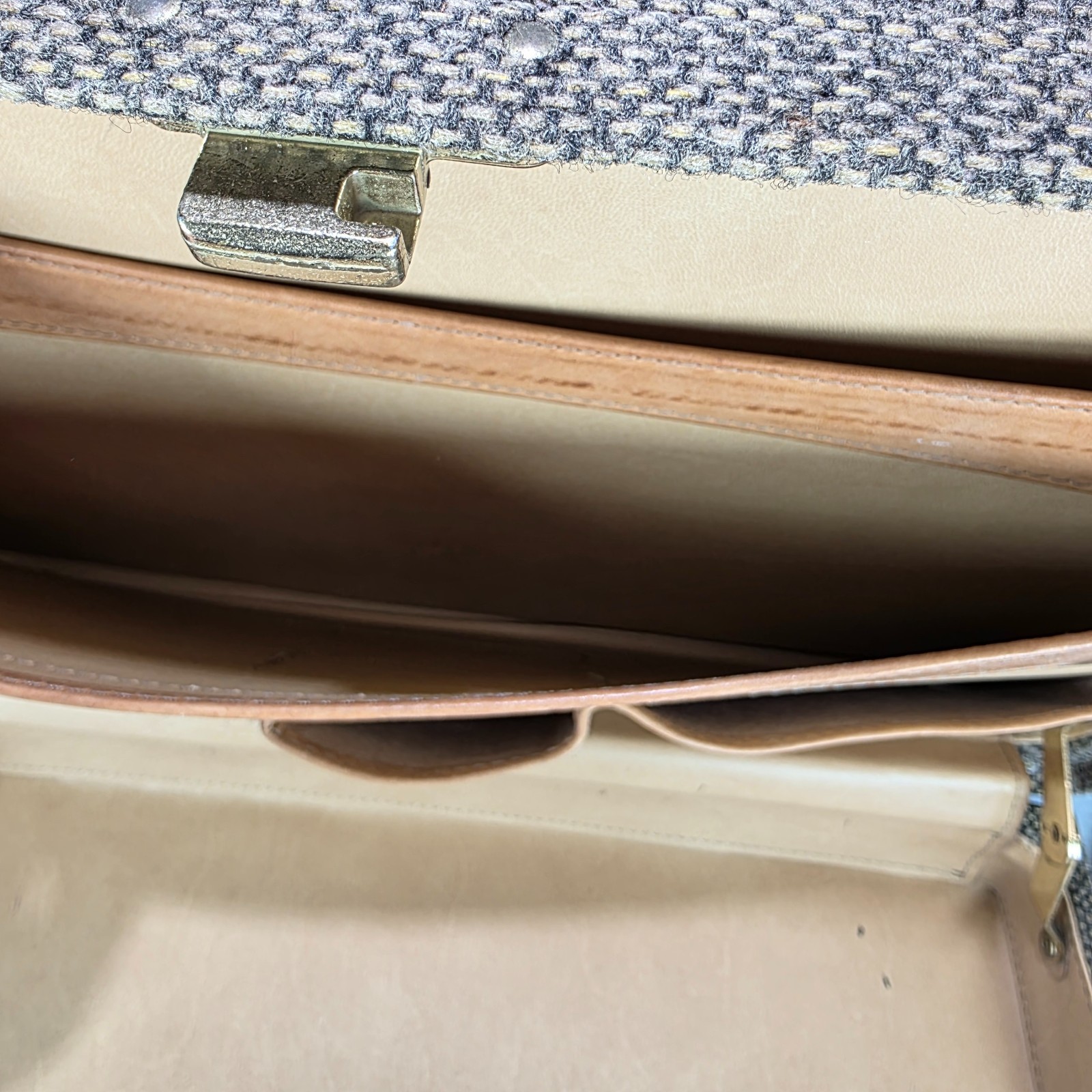 Vintage Hartmann Luggage Tweed Leather Belting Briefcase w/ paperwork