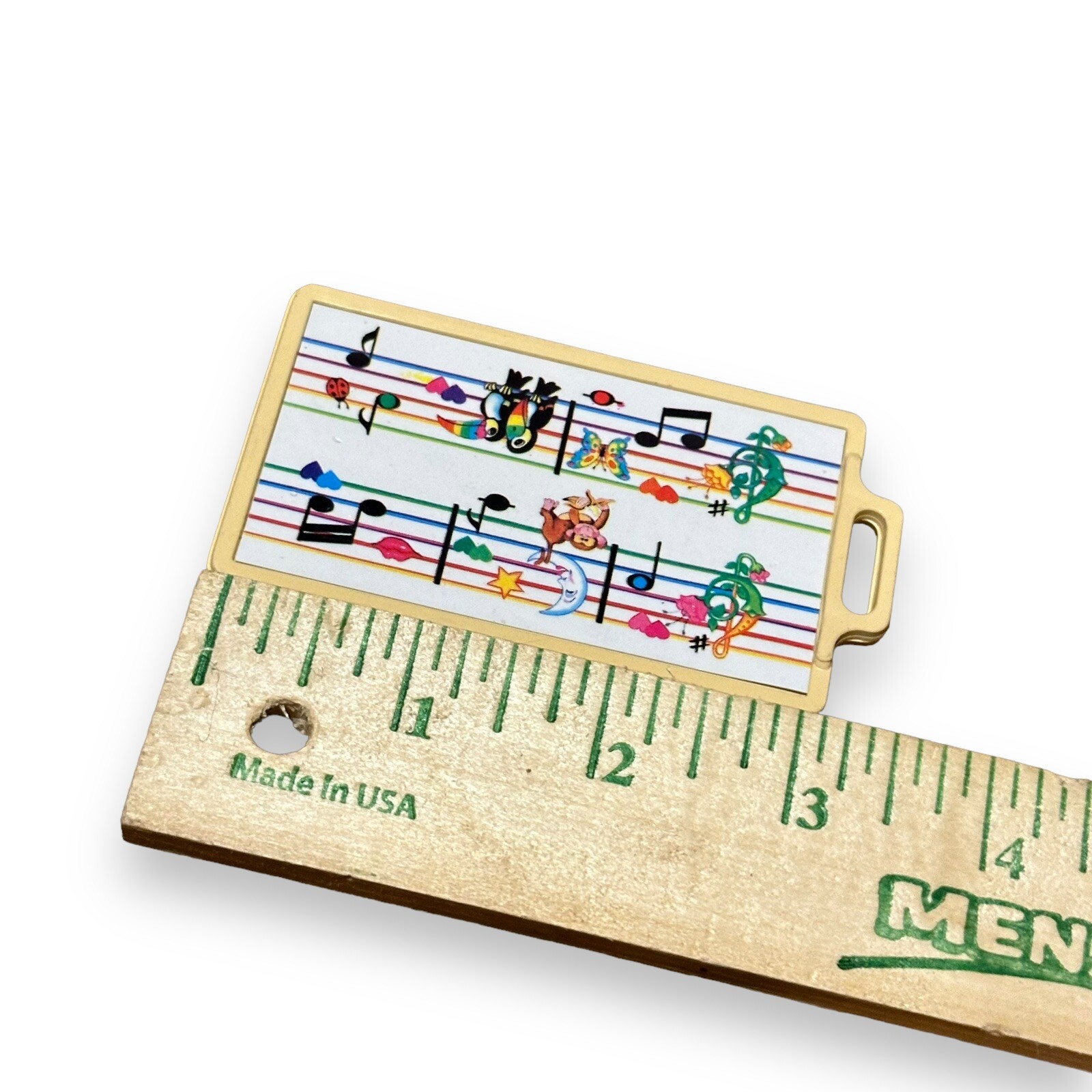 Vintage Luggage Tag Along Retro 90s 80s Rainbow Music USA Lisa Frank Style