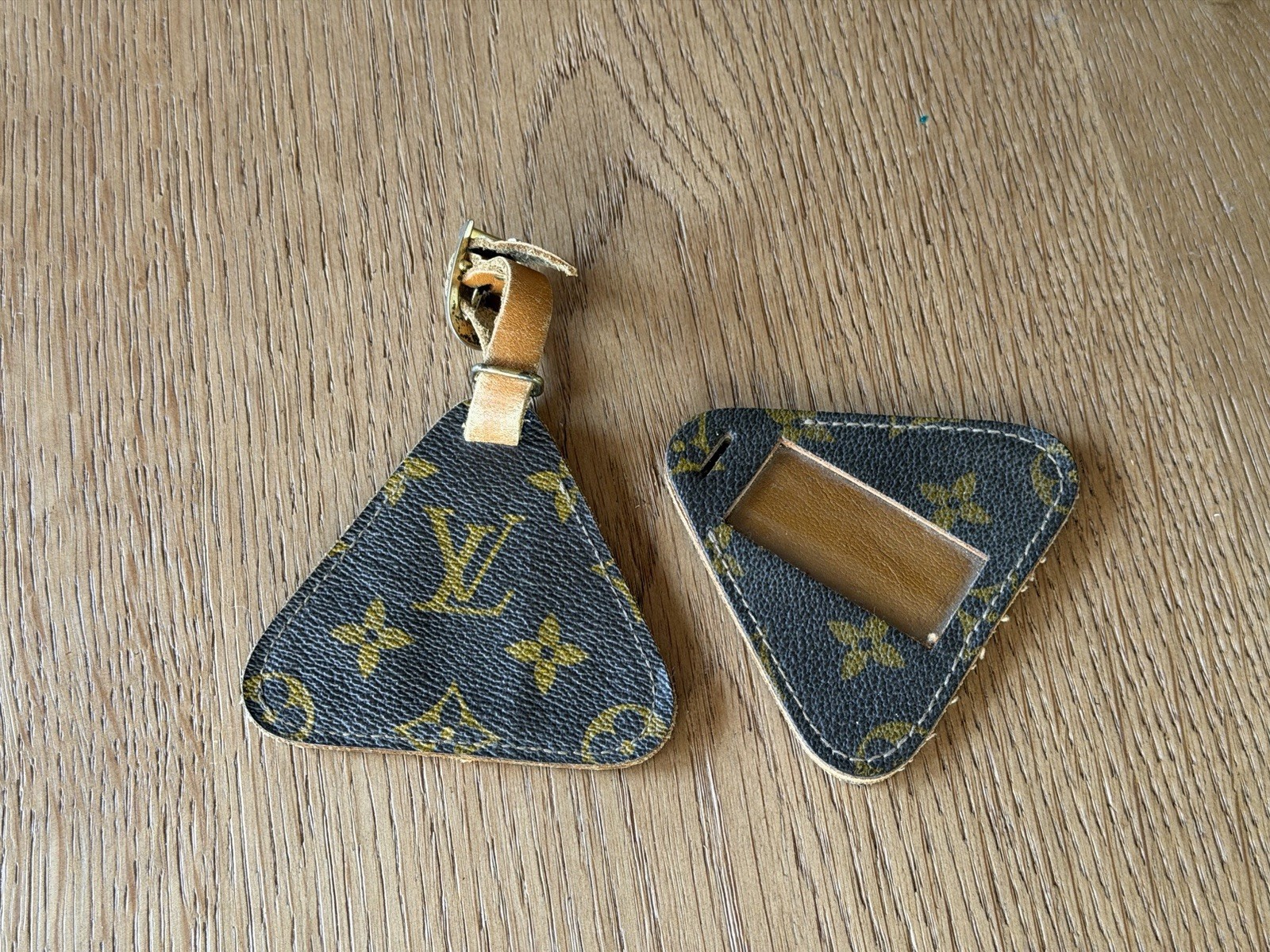 Louis Vuitton Set 2 Vtg Monogram Luggage ID Tags For Garment Bag Suitcase Trunk