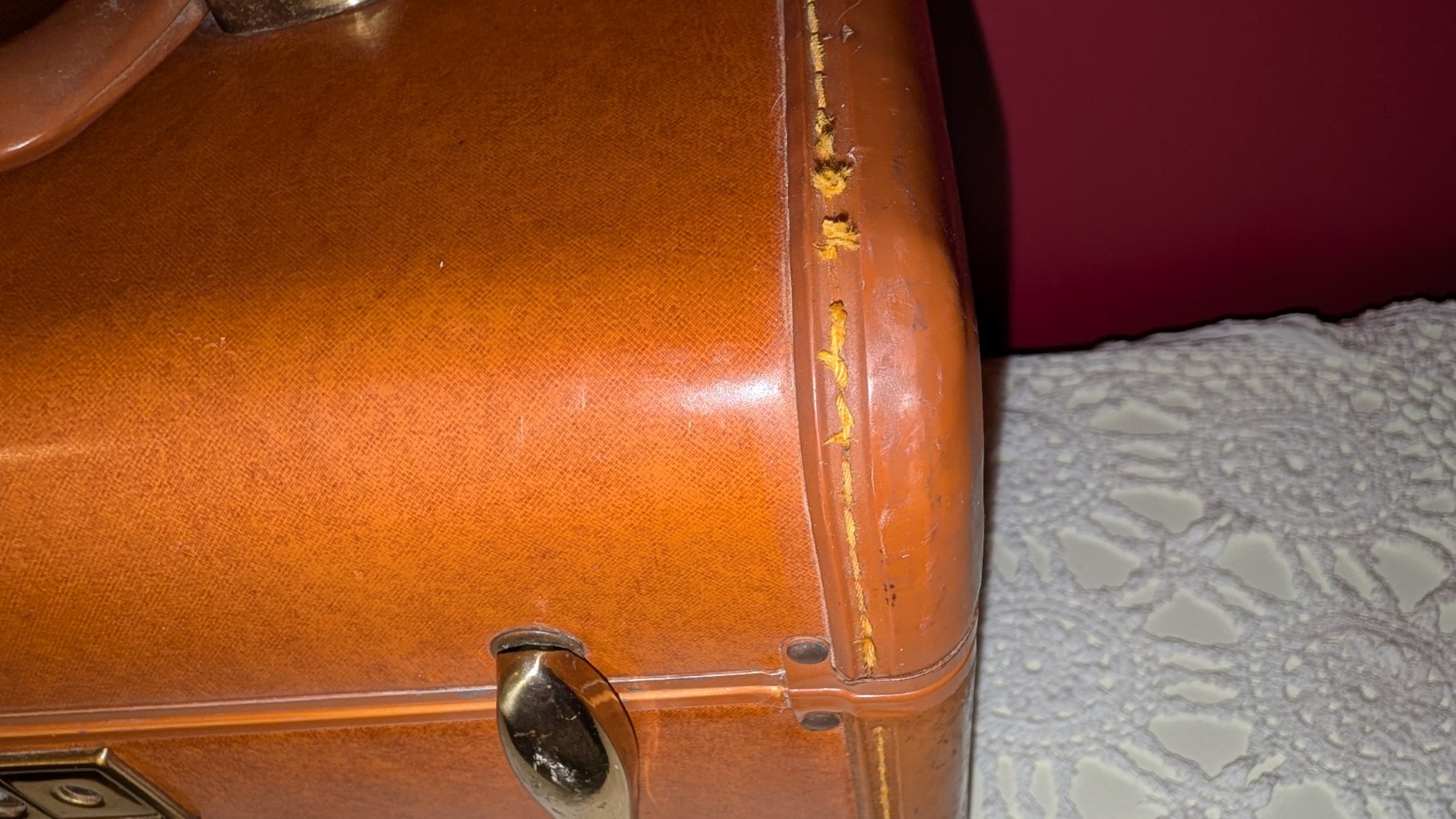 Vintage Samsonite Case Mirror & Tray Hard Side Suitcase Brown Luggage No Key