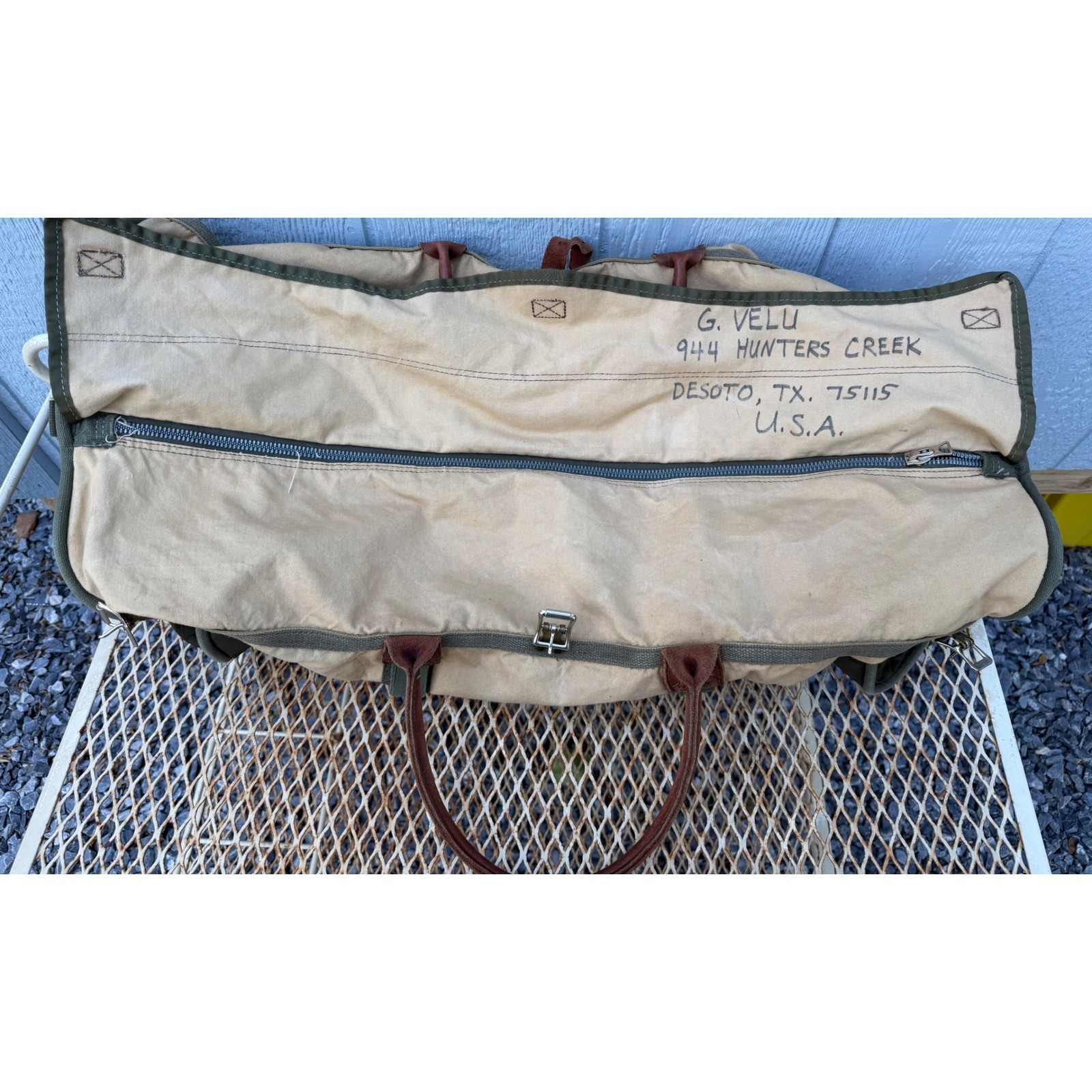 VTG LARGE GOKEY Battenkill No.9 Weekend Duffle Bag Luggage Cavas Leather RARE