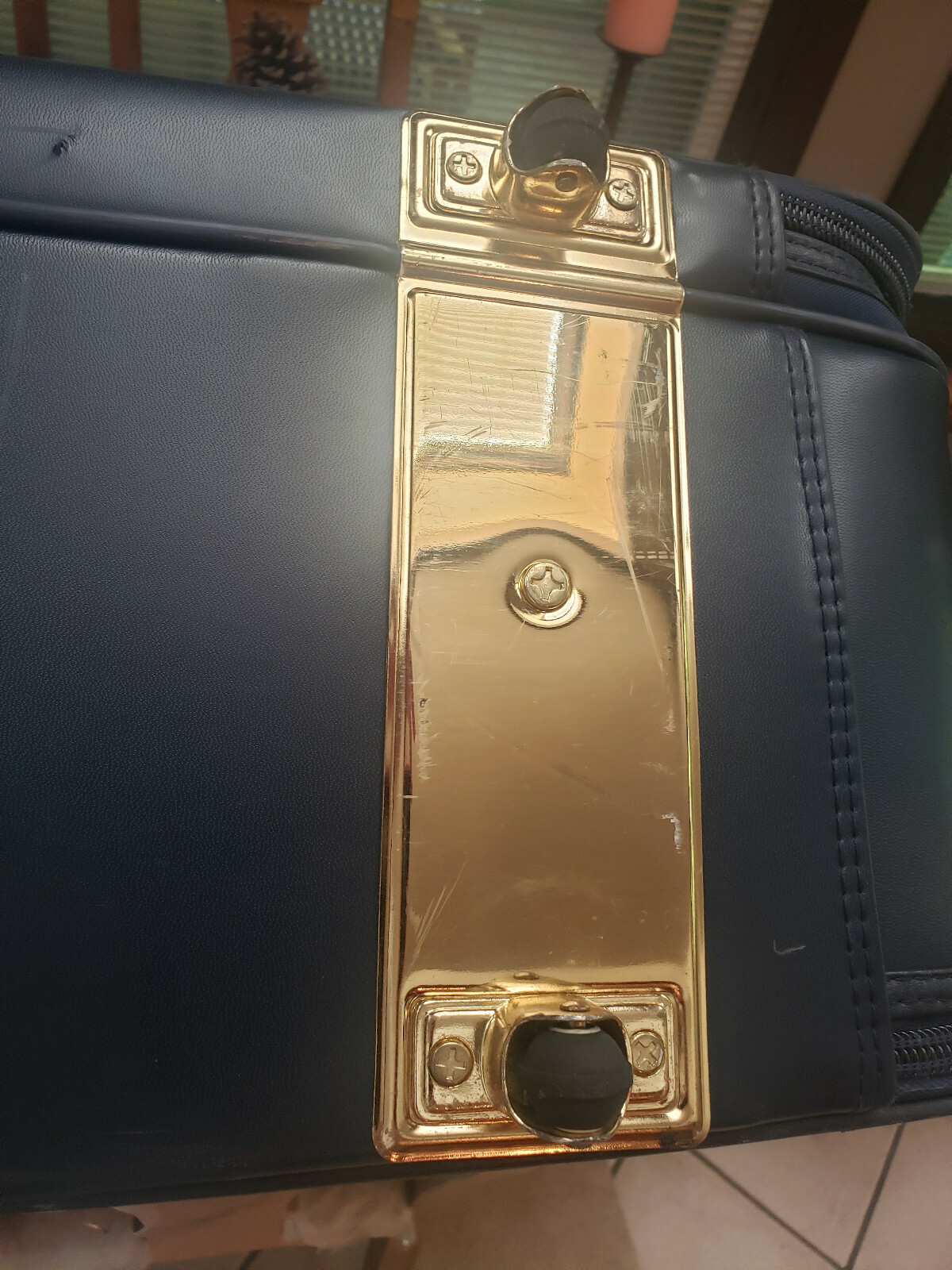 Vintage RICARDO Beverly HILLS Blue Large SUITCASE WHEELS Cord LOCK Excellent con