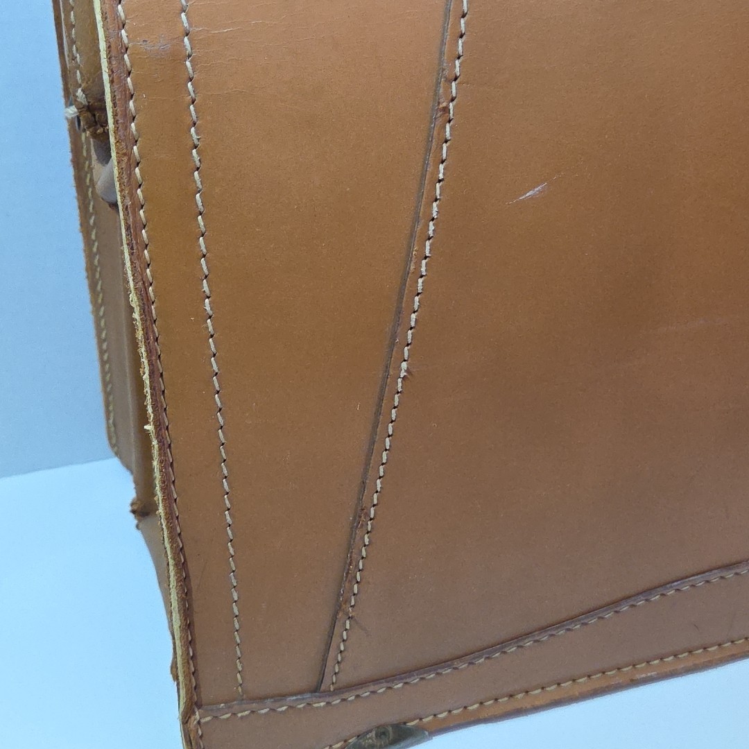 Vintage Leather Satchel Briefcase JC Higgins Brown Doctor Bag Attache Case
